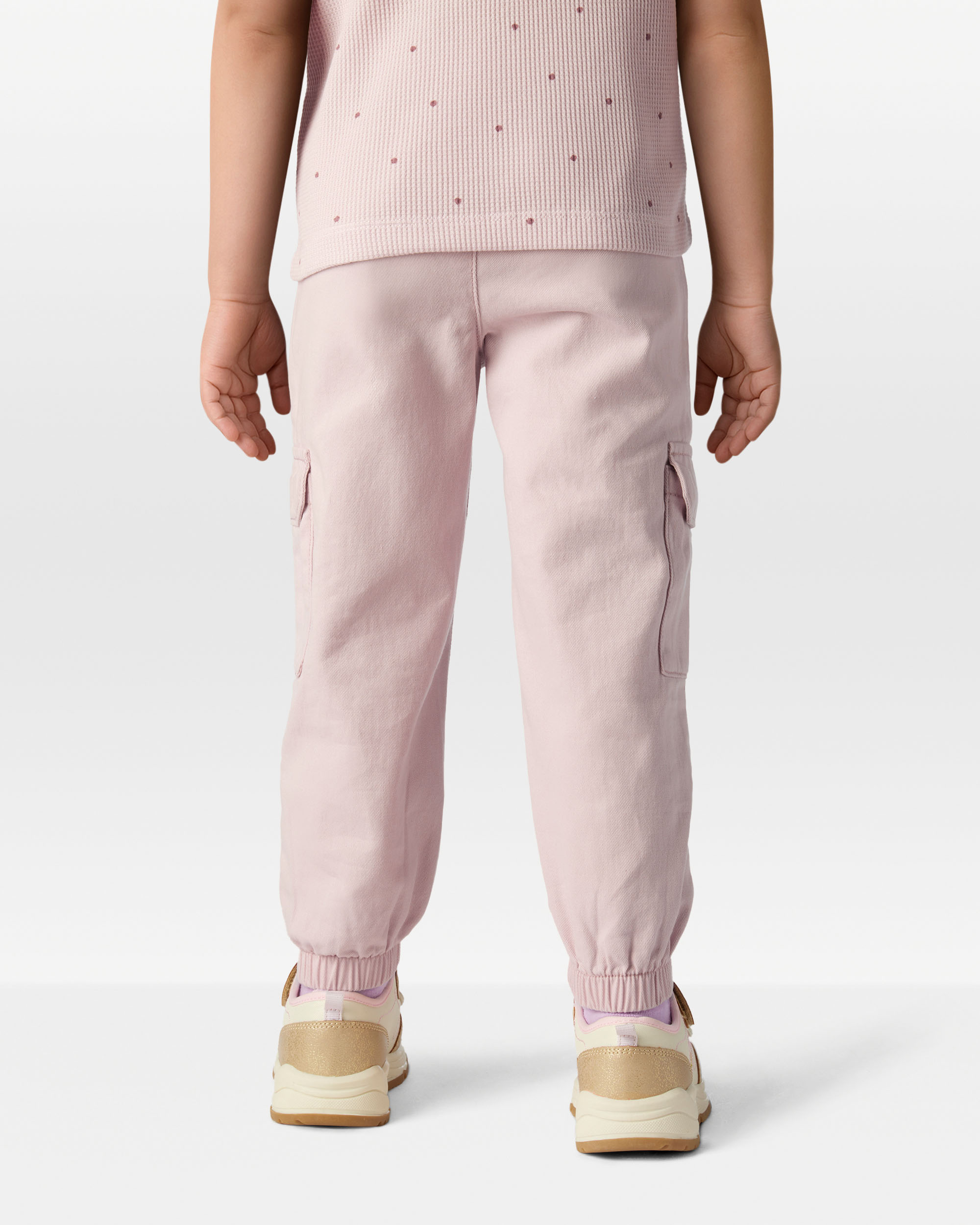 Toddler Girl Cotton Cargo Joggers - Pink