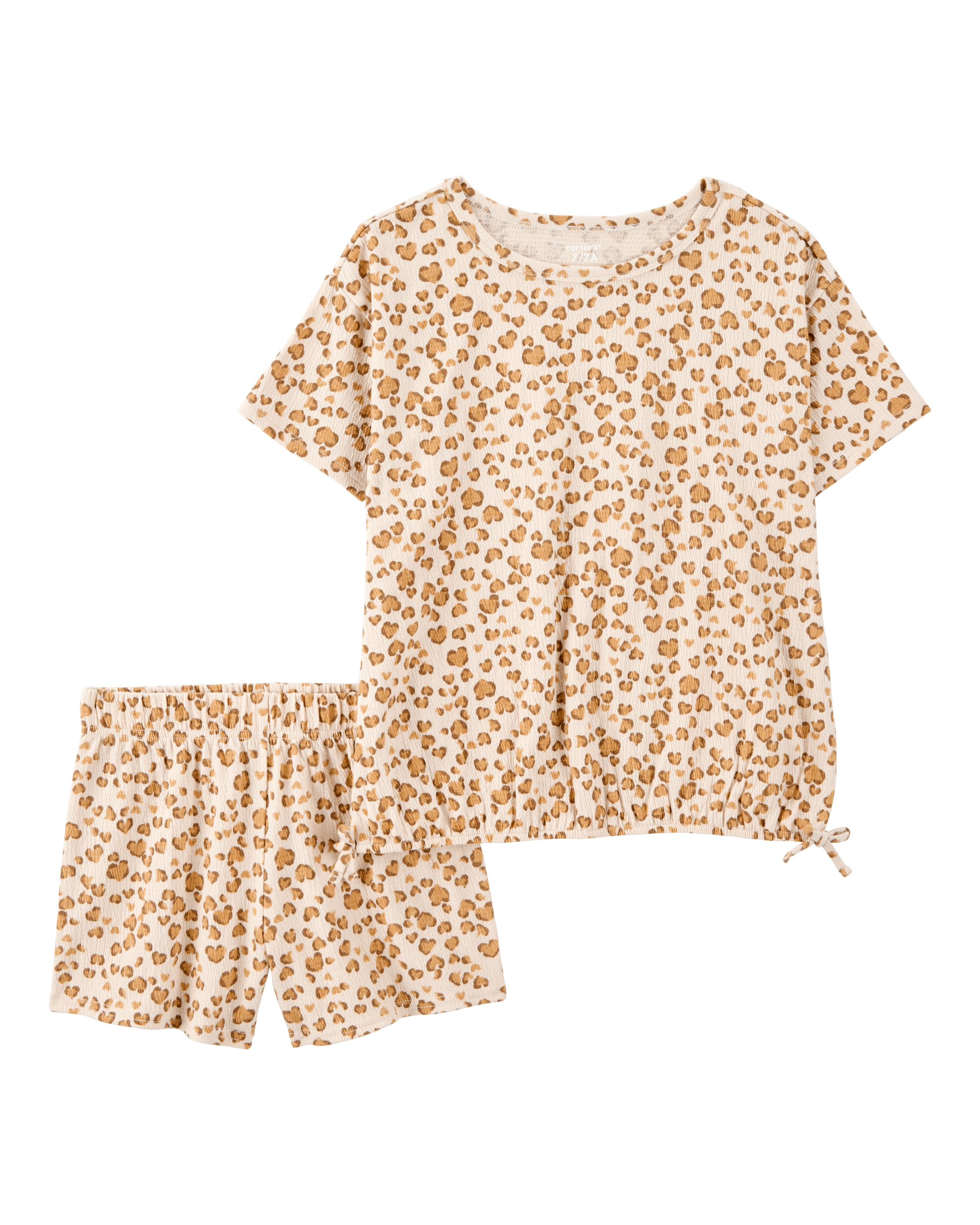 Kid 2-Piece Leopard Print Short Set - Brown
