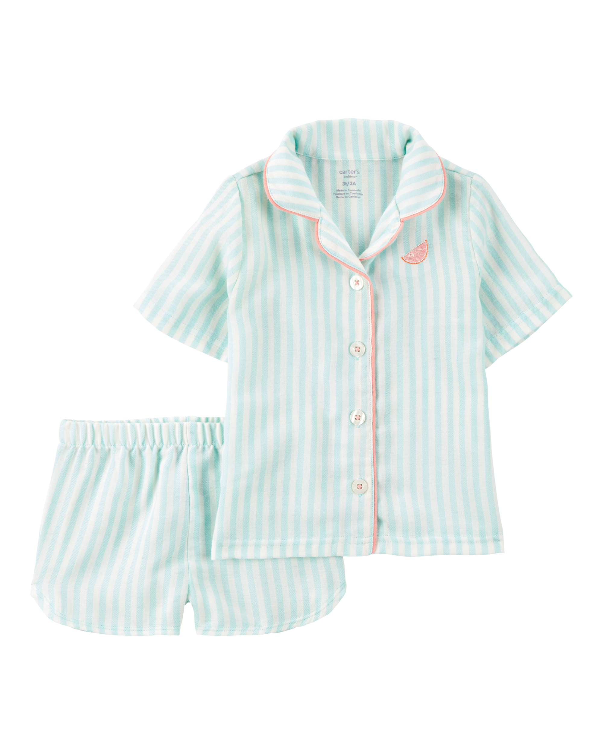 Toddler Striped Loose Fit 2-Piece Pyjamas - Mint
