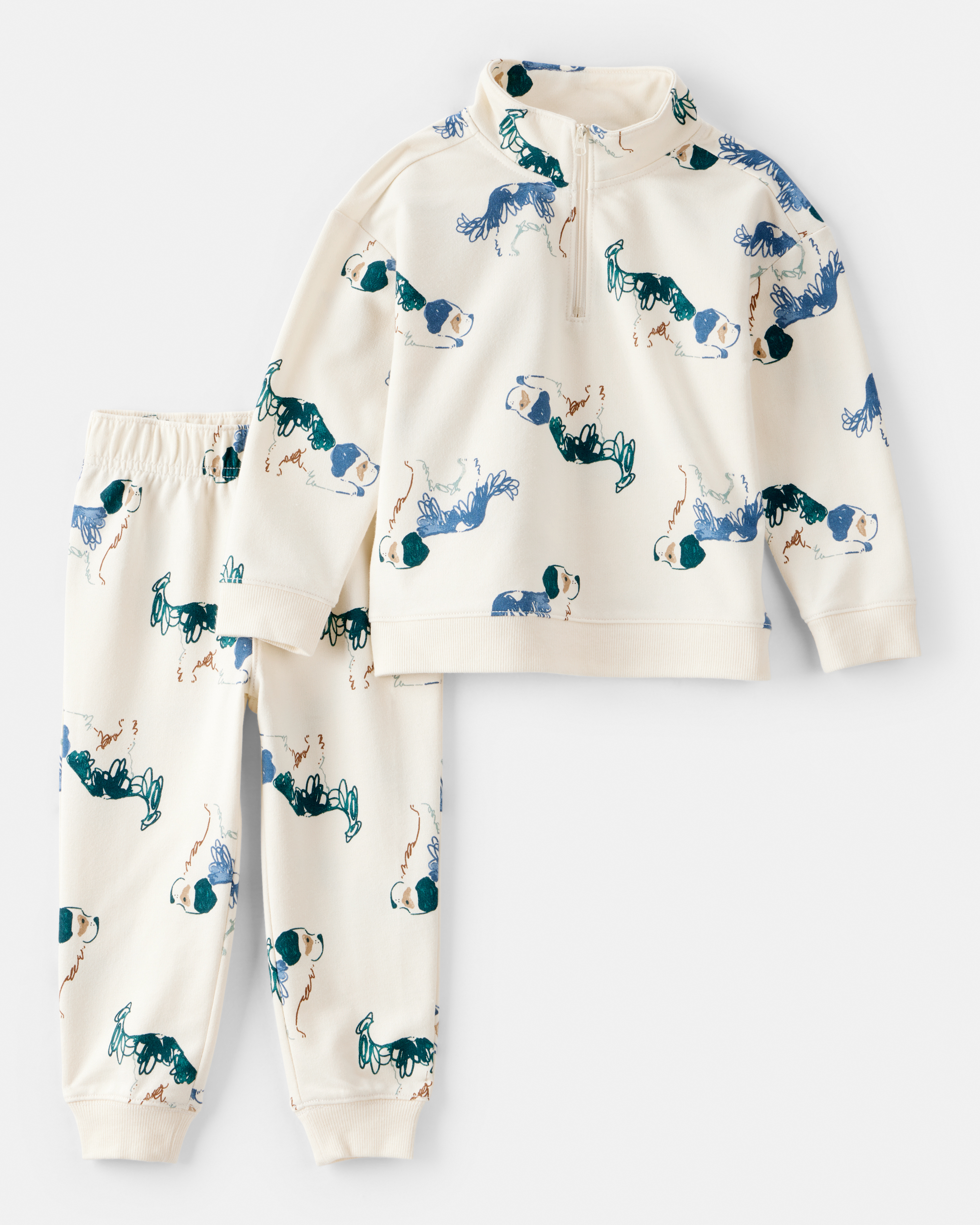 Toddler Boy 2-Piece DayDream Fleece Dog Zip-Up Jacket & Jogger Pant Set