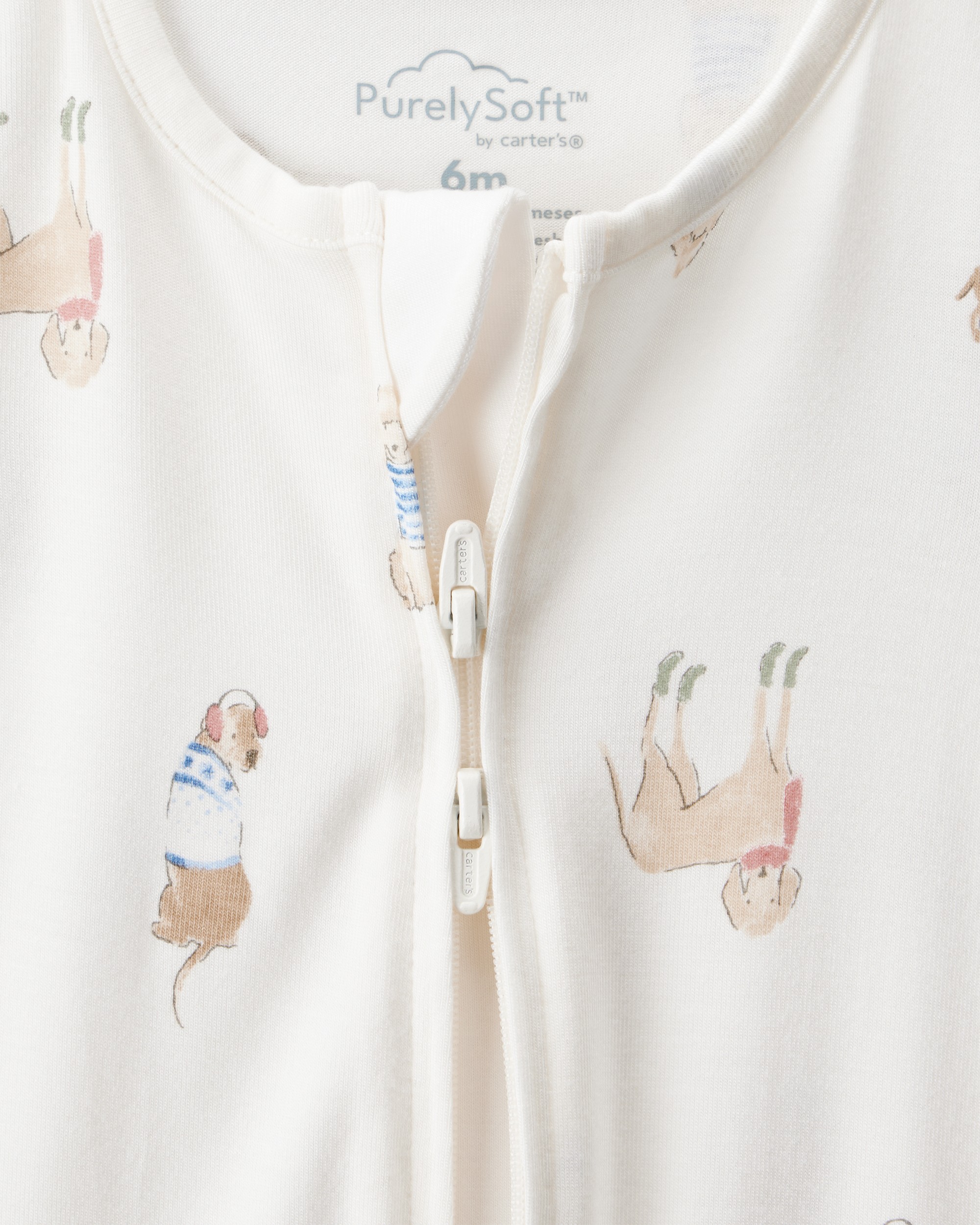 Baby Dog Print PurelySoft Snug Fit Sleeper - Cream