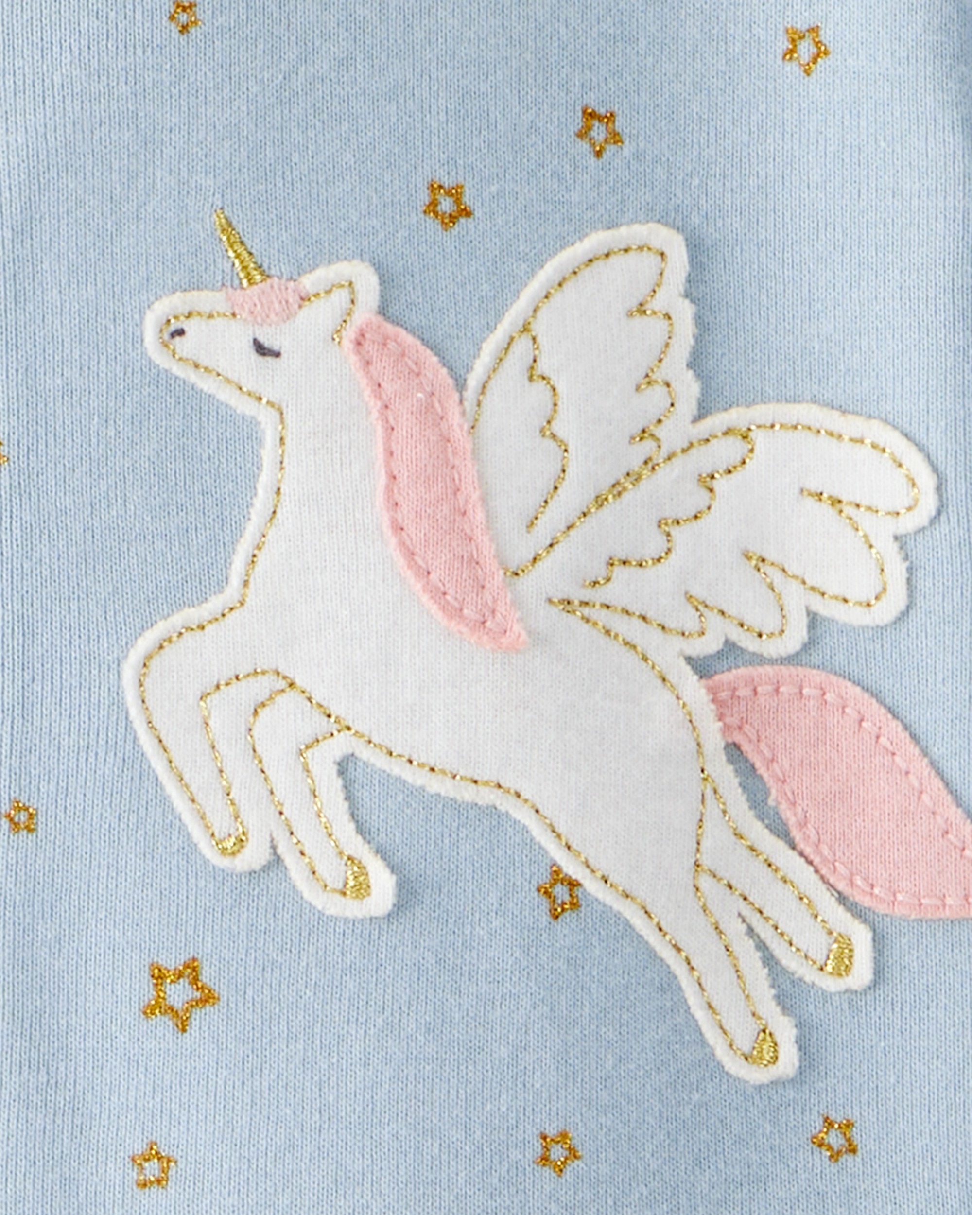 Toddler Girl Unicorn 100% Cotton 2-Way Zip 1-Piece Pyjamas - Blue
