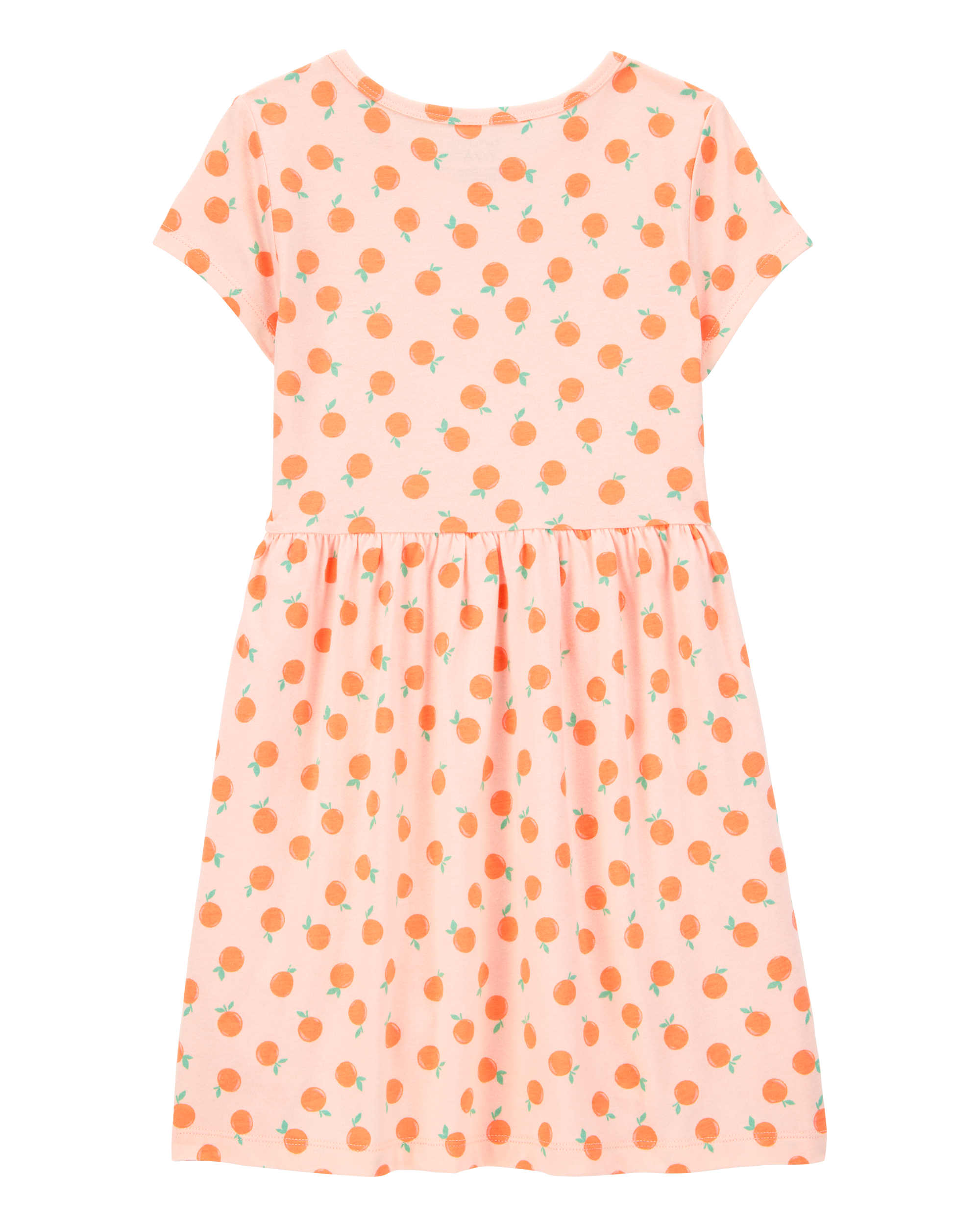 Girls Orange Print Short-Sleeve Dress