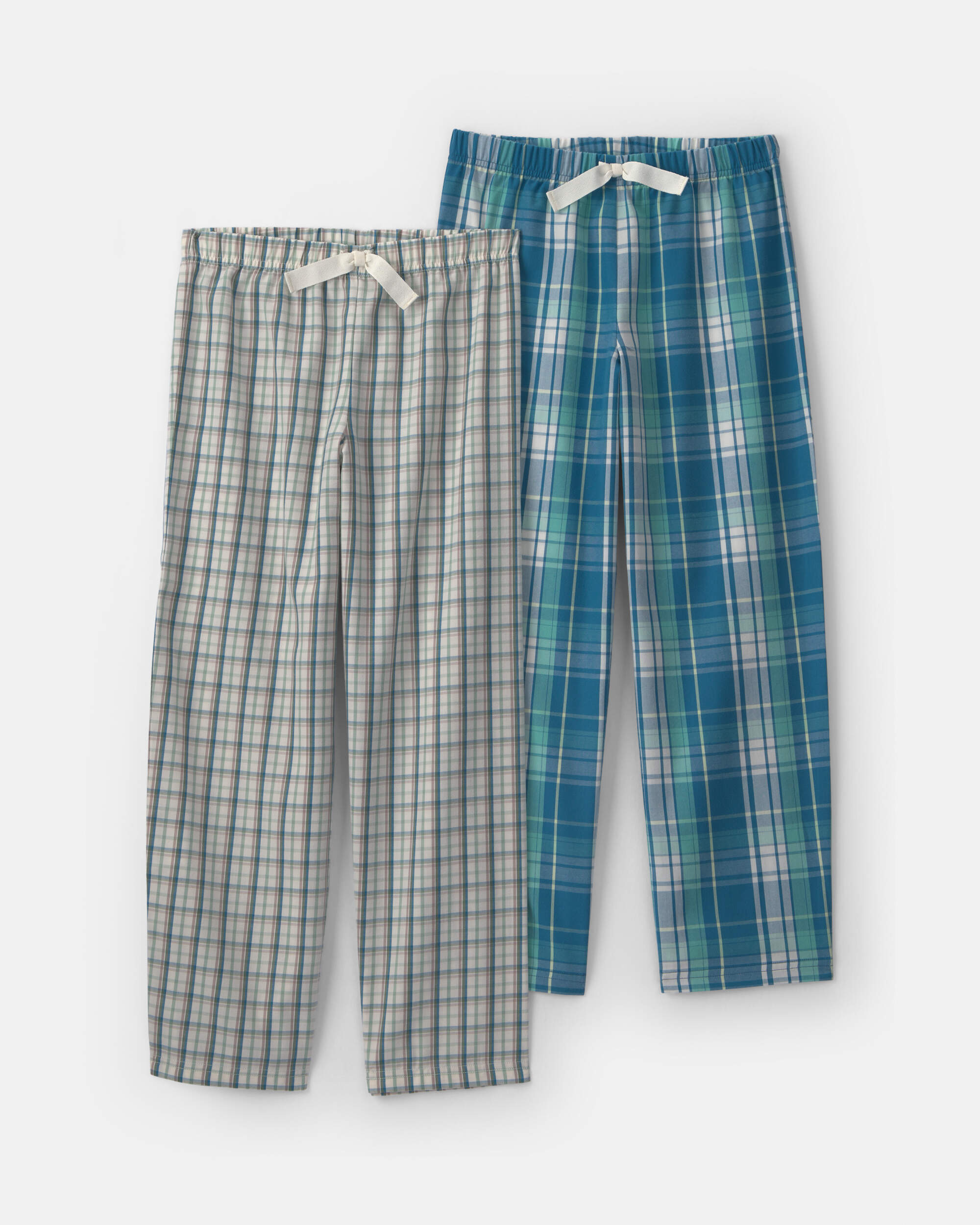 Boys 2-Piece Plaid Pyjama Bottoms - Blue/Grey