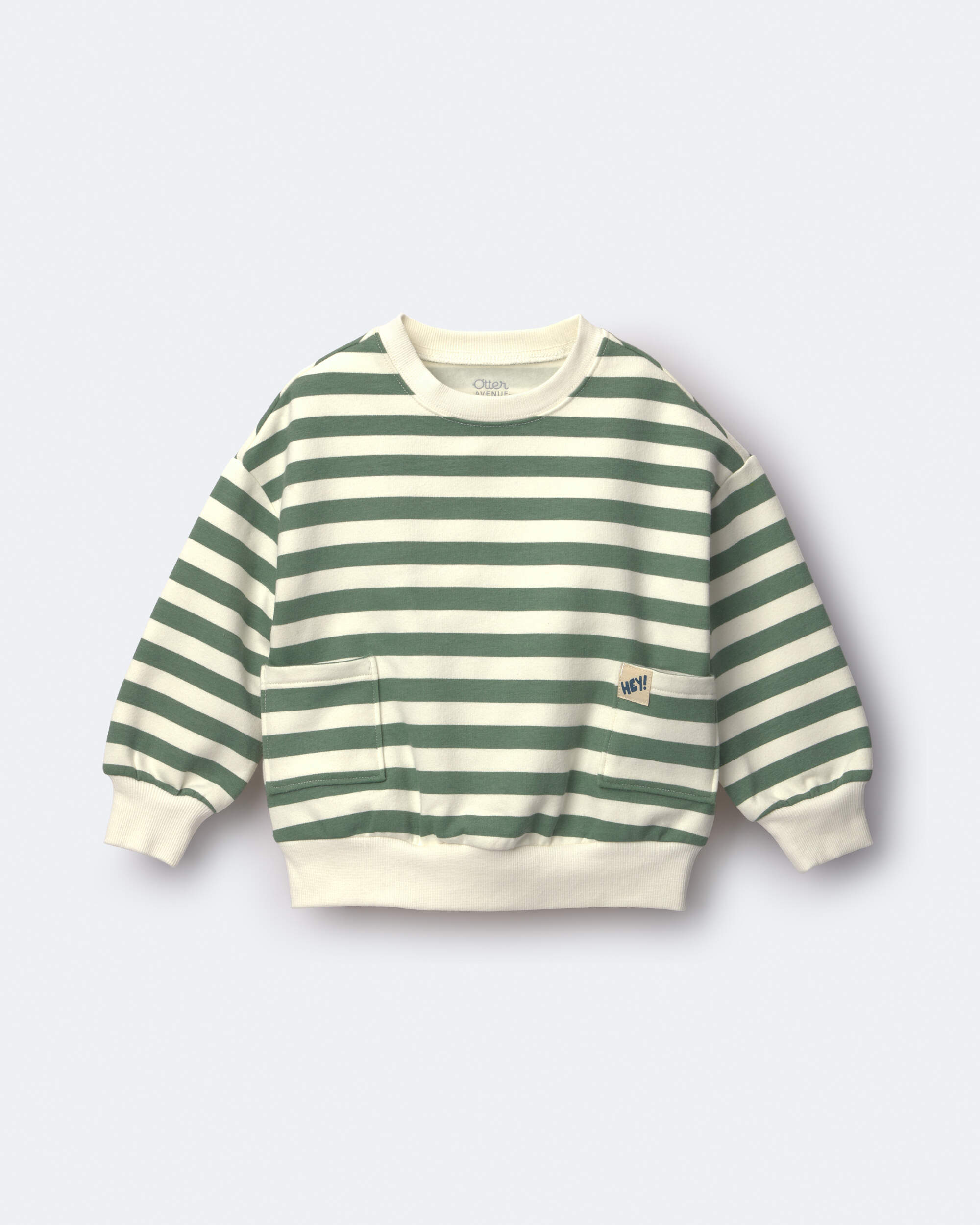 Toddler Otter Sweatshirt™ with Pockets Stripes - Olive/Cream