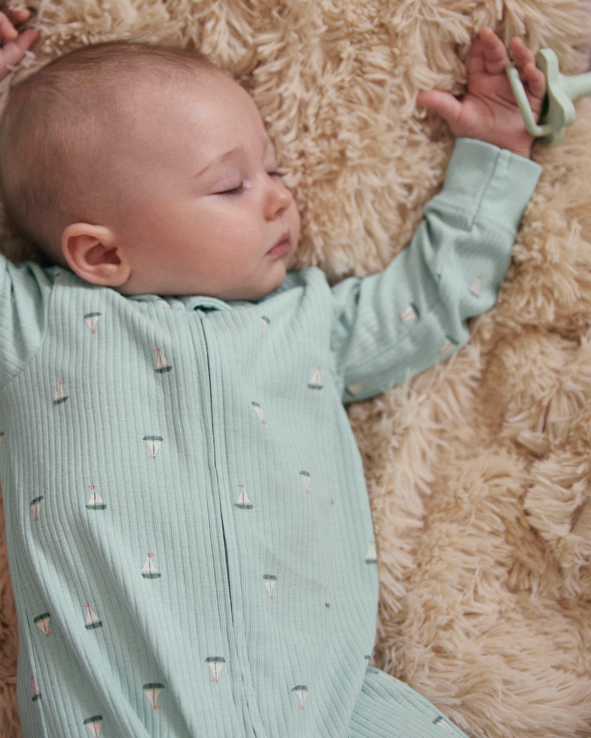 Baby Boy Sailboat 2-Way Zip Sleeper - Green