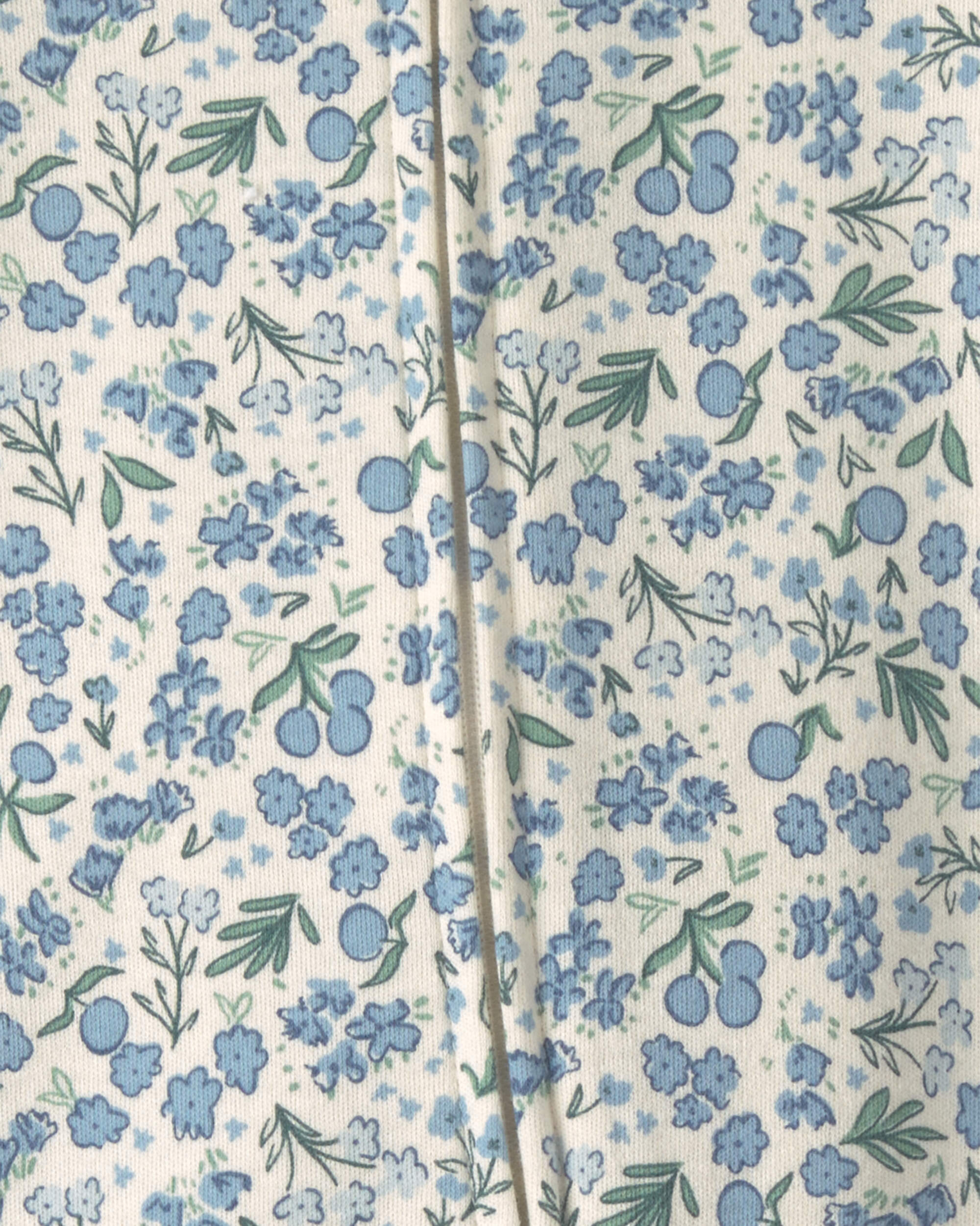 Baby Girl Floral 100% Cotton 2-Way Zip Sleeper - Blue/Ivory