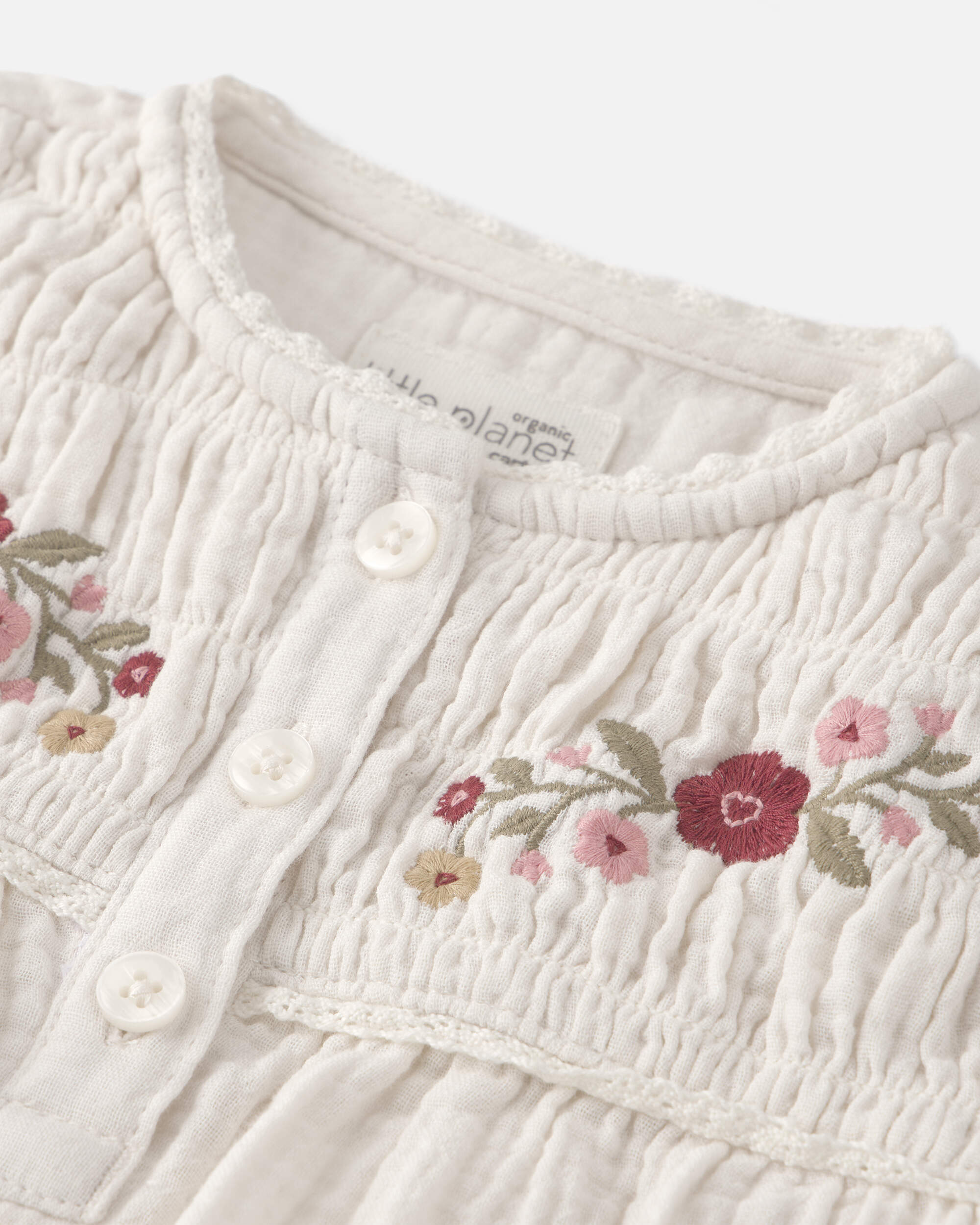 Toddler Girl Organic Cotton Embroidered Gauze Top