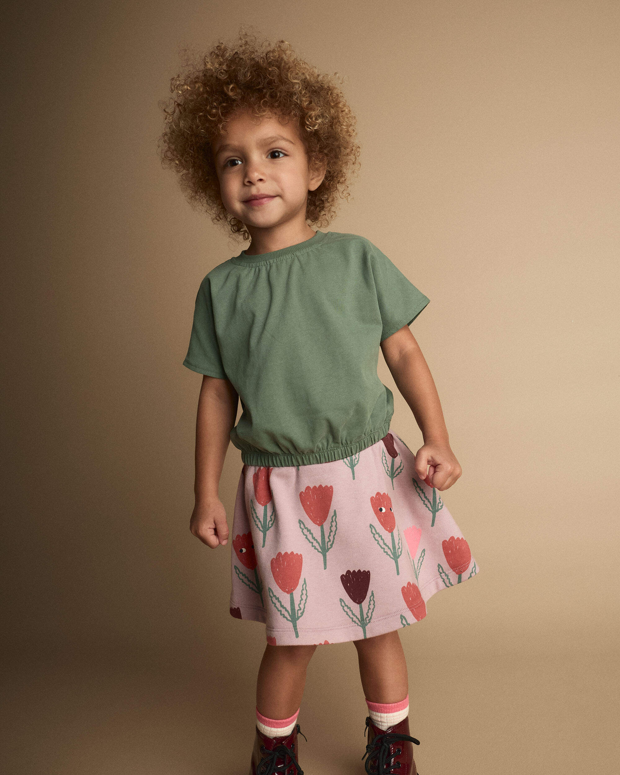 Toddler Girl Skirt Tulip Print - Mauve