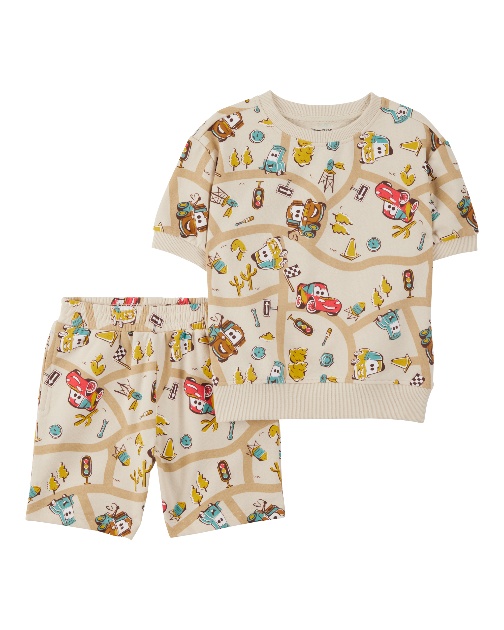 Baby 2-Piece Cars French Terry Outfit Set - Brown