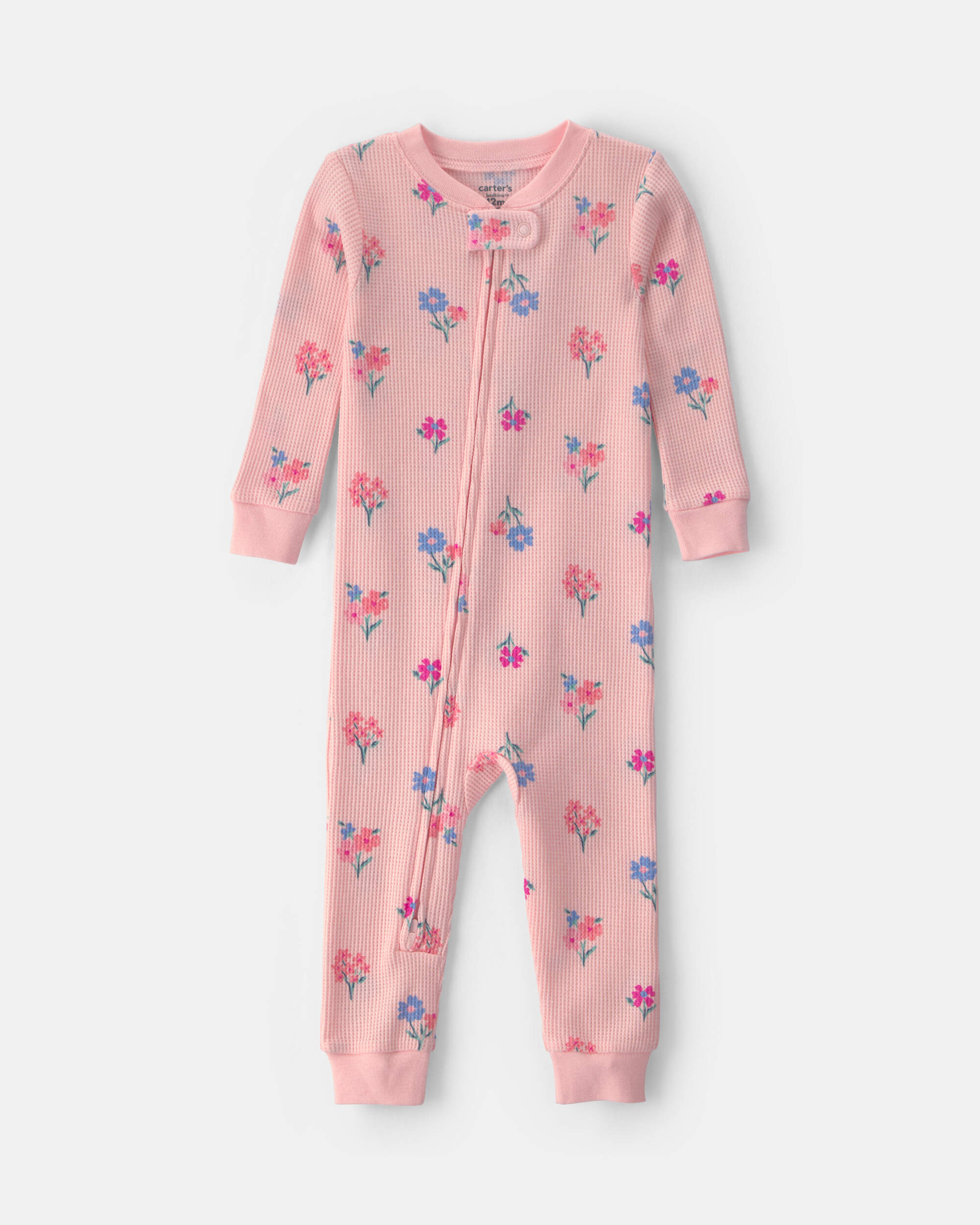 Baby Girl 1-Piece Floral Thermal Snug Fit Pyjama - Pink