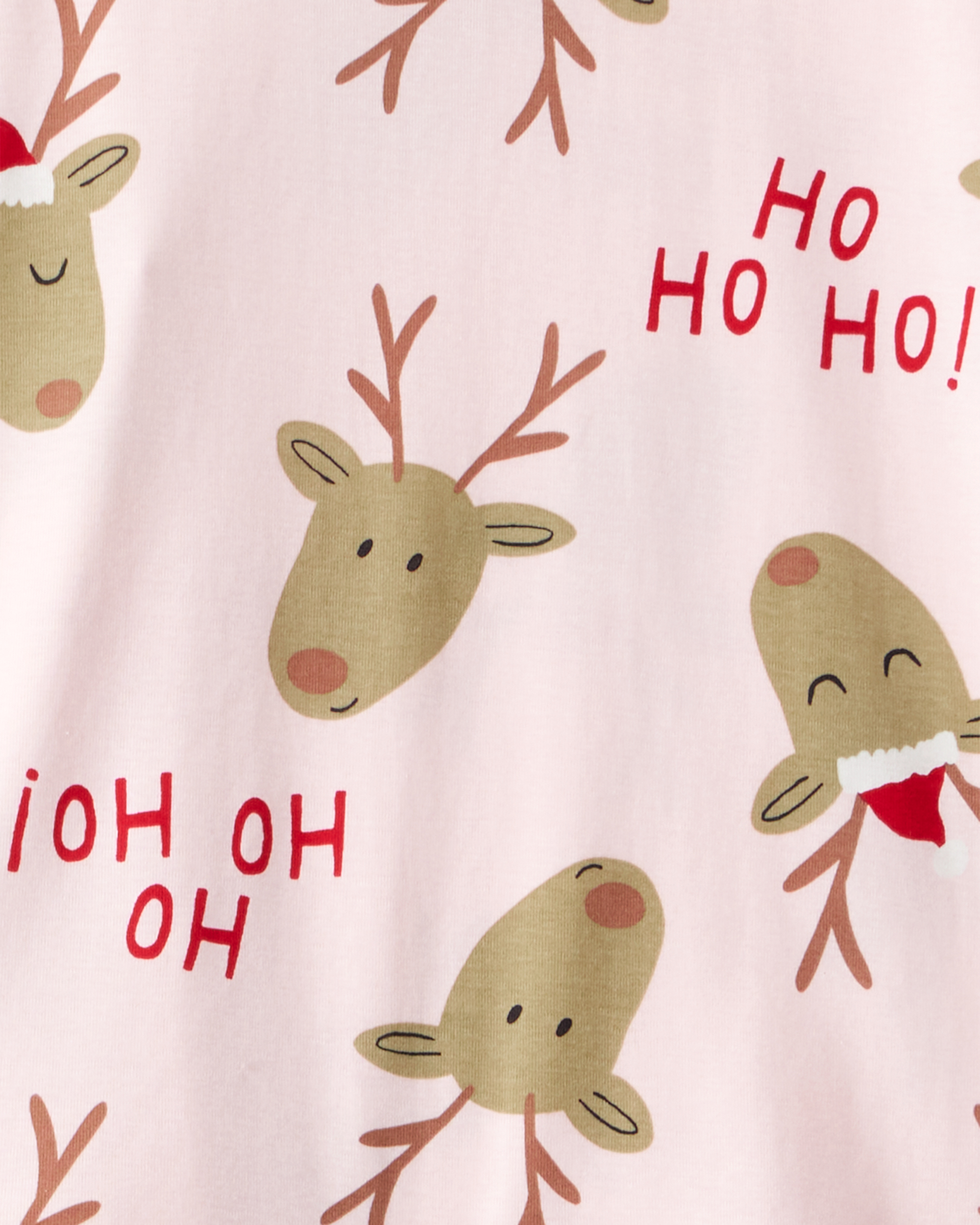 Adult Reindeer Snug Fit 2-Piece Pajamas - Pink