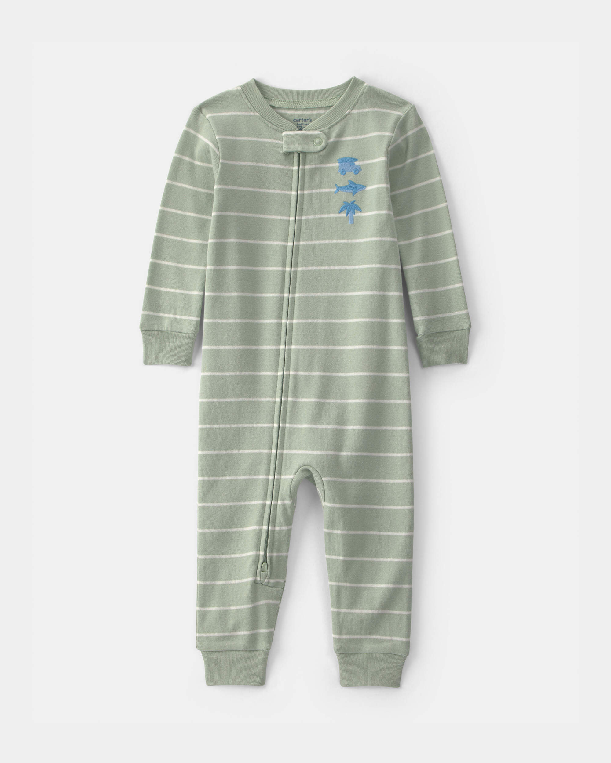 Baby Beach 100% Cotton 1-Piece Pyjama - Olive Green