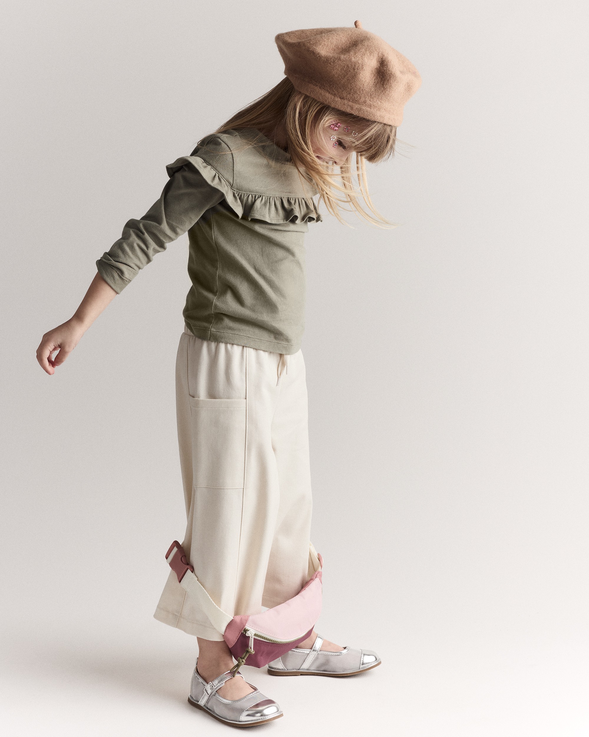 Toddler Girl Mock Neck Ruffle Top - Olive