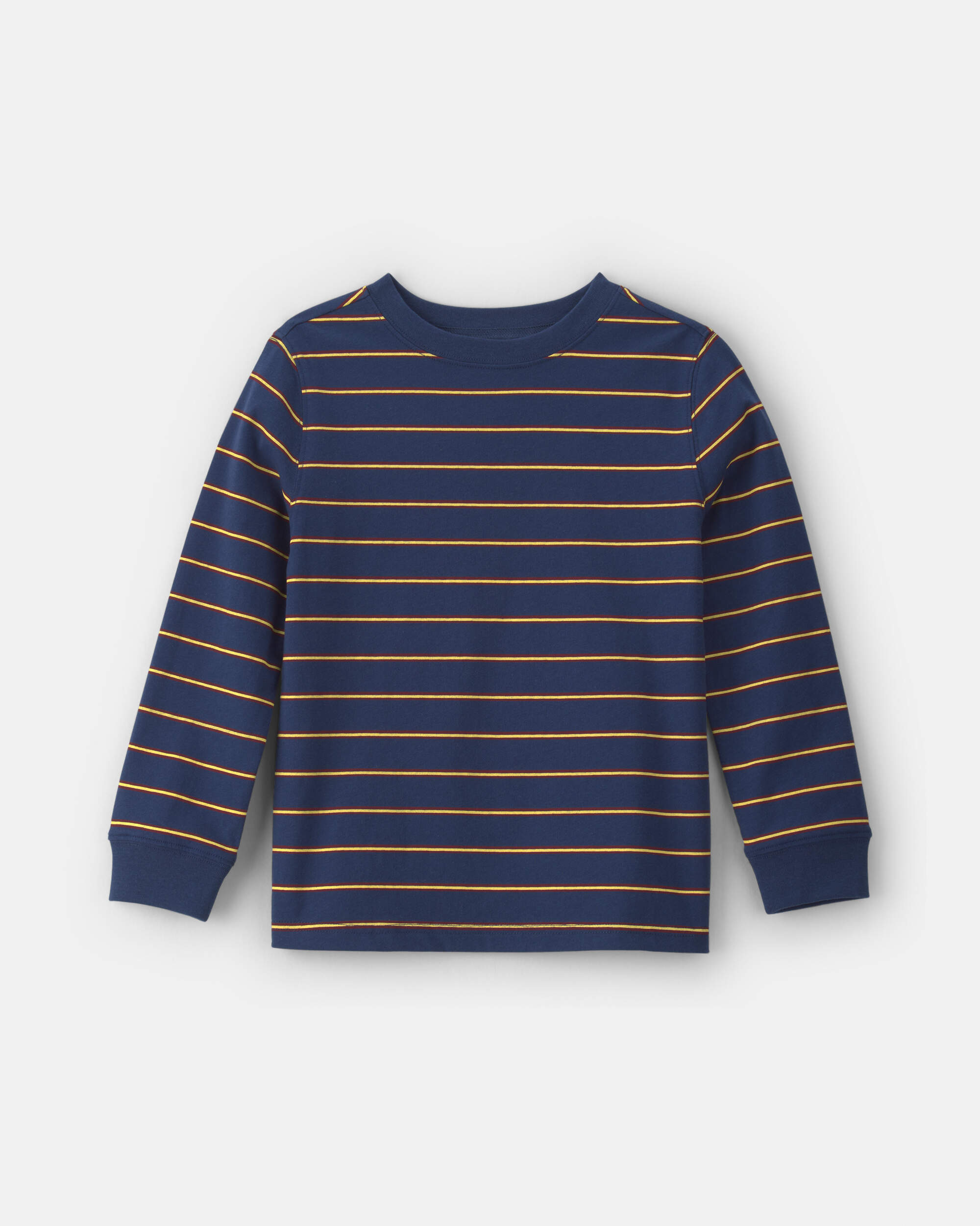 Boys Striped Long-Sleeve T-Shirt - Navy Blue/Red