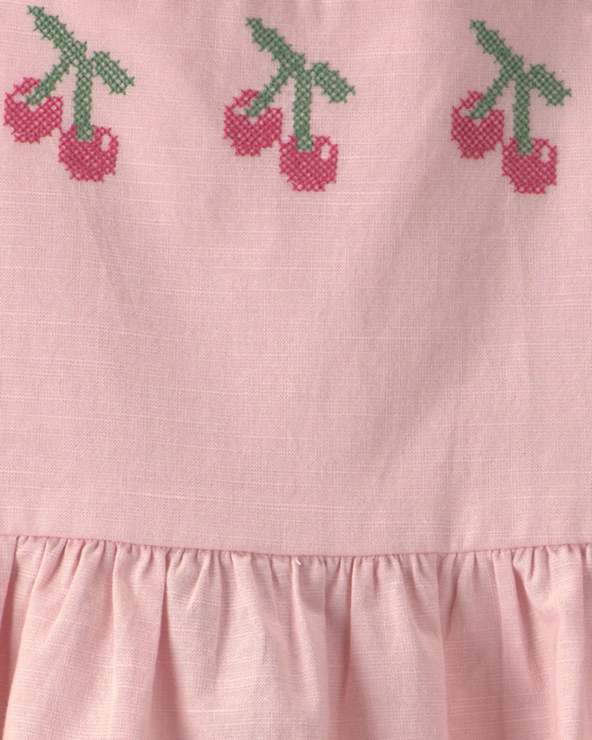 Toddler Girl Cherry Sleeveless Dress - Pink