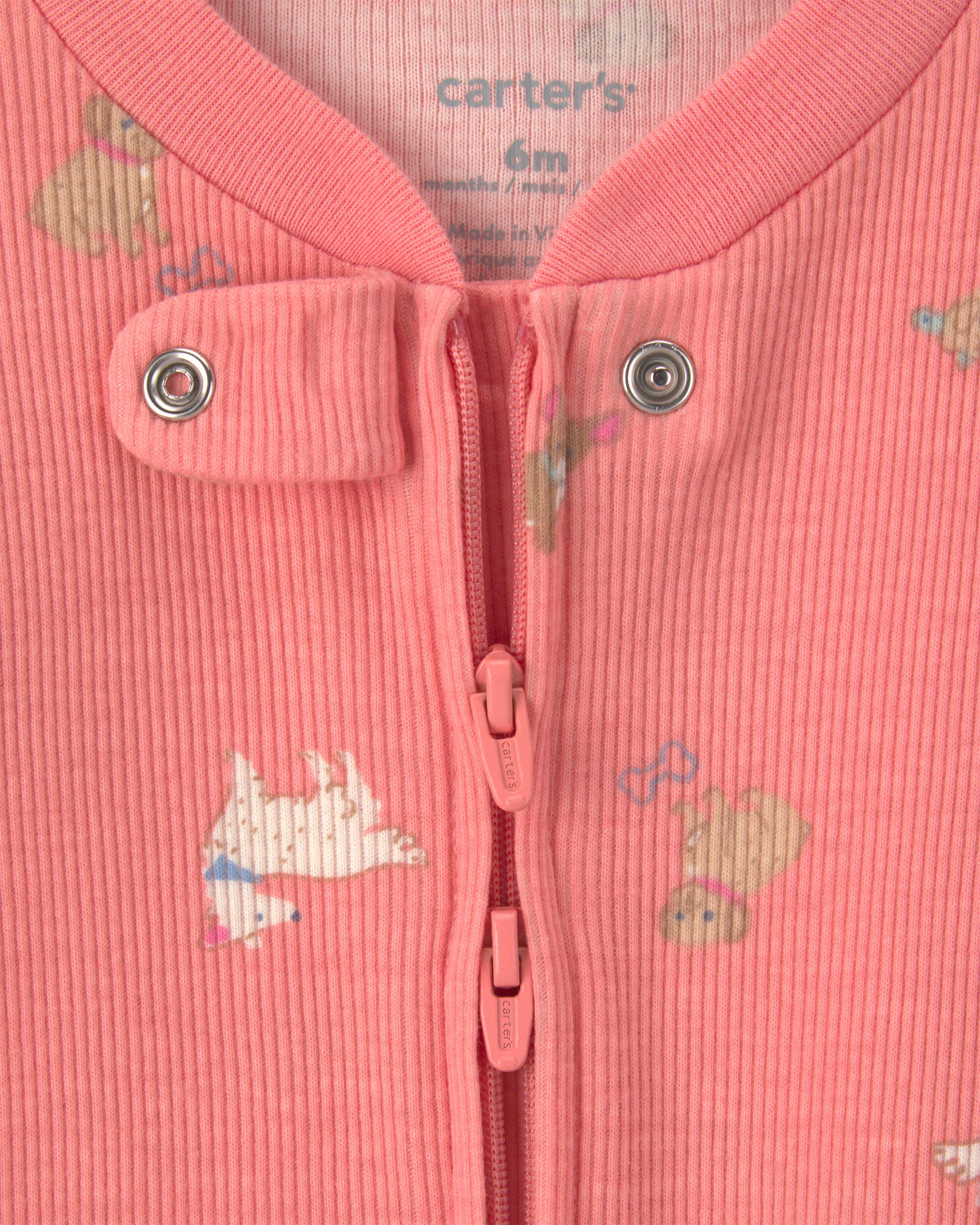 Baby Girl Dog Foot Art Snug Fit Sleeper - Pink