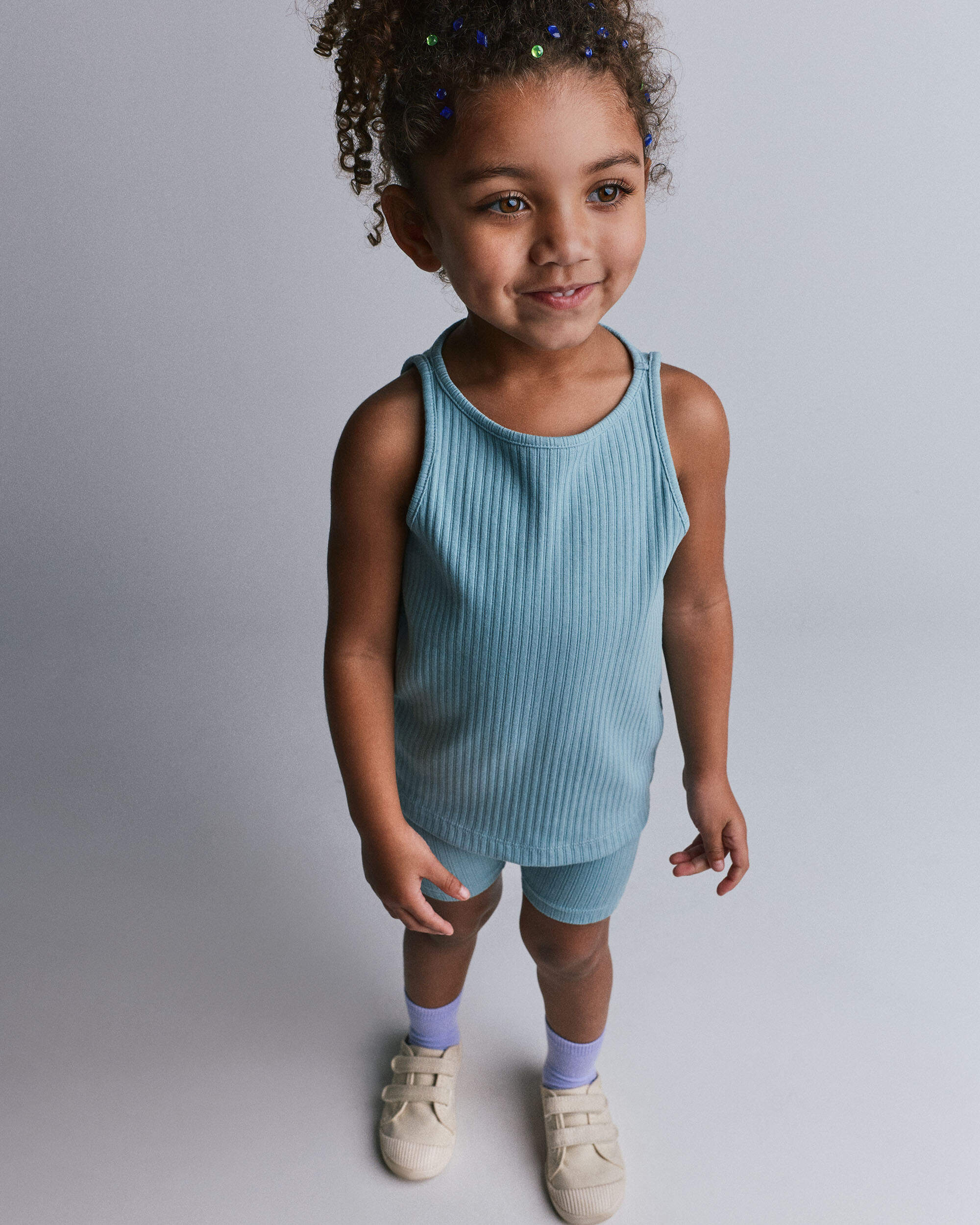 Toddler Girl Ribbed Playtime Tank - Pale Blue