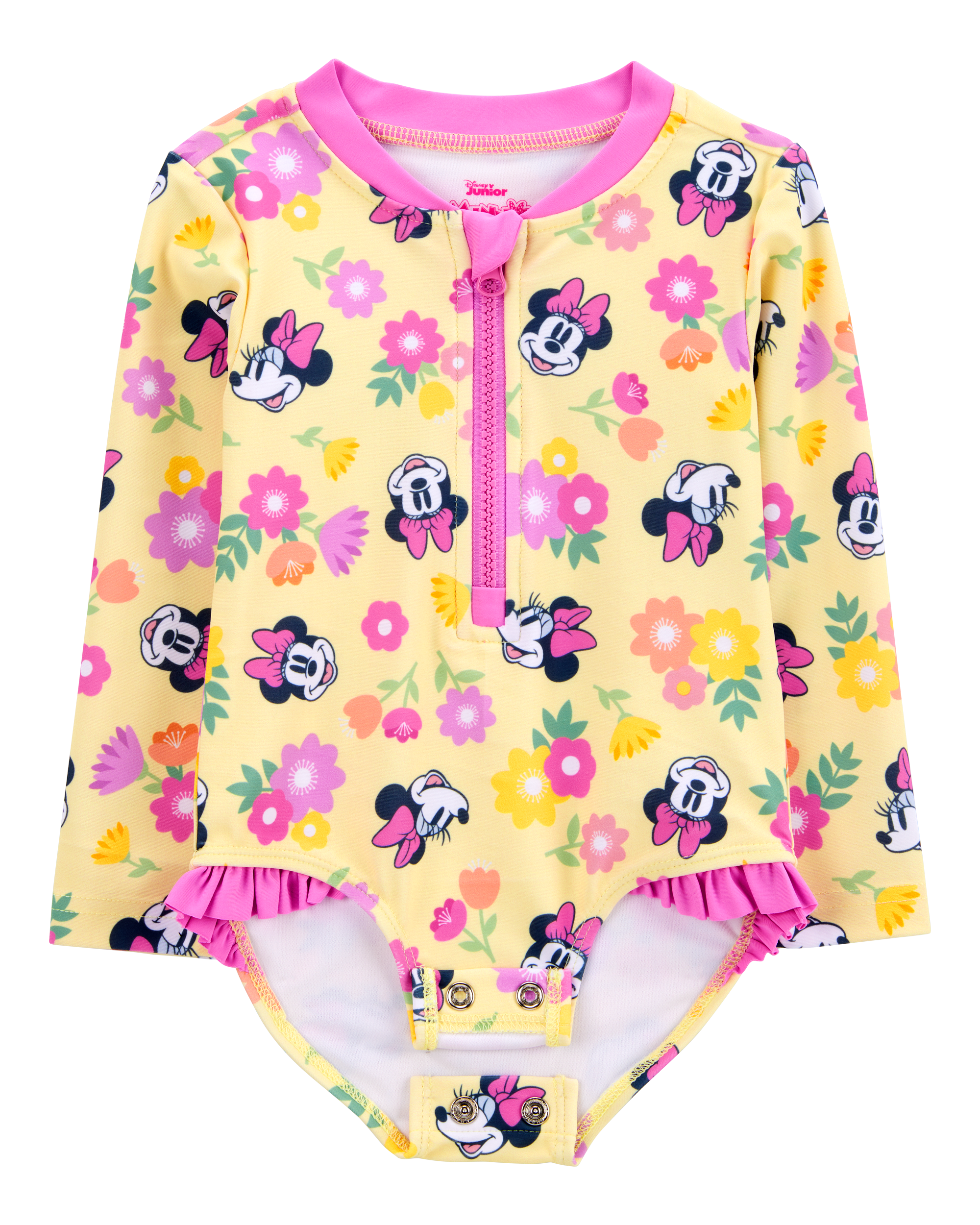 Baby Disney© Minnie Mouse 1-Piece Rashguard Swimsuit - Yellow/Pink