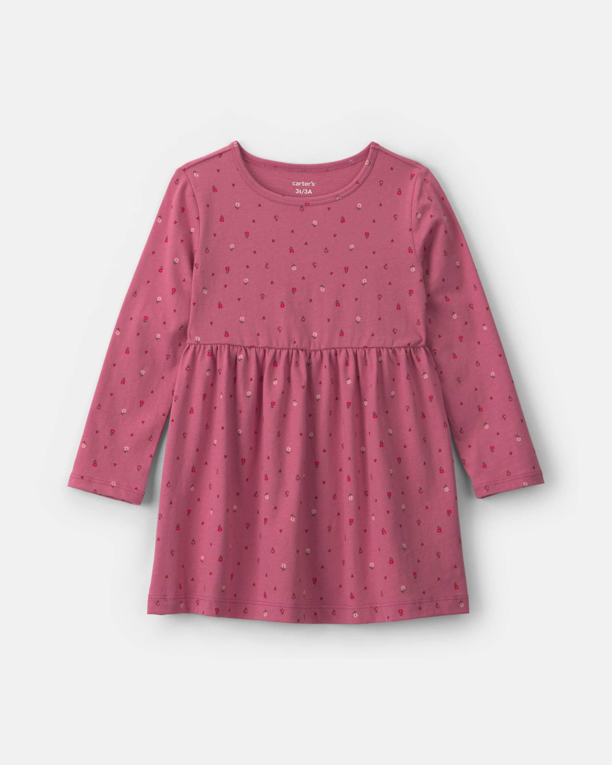 Toddler Girl Polka Dot Long-Sleeve Dress - Pink