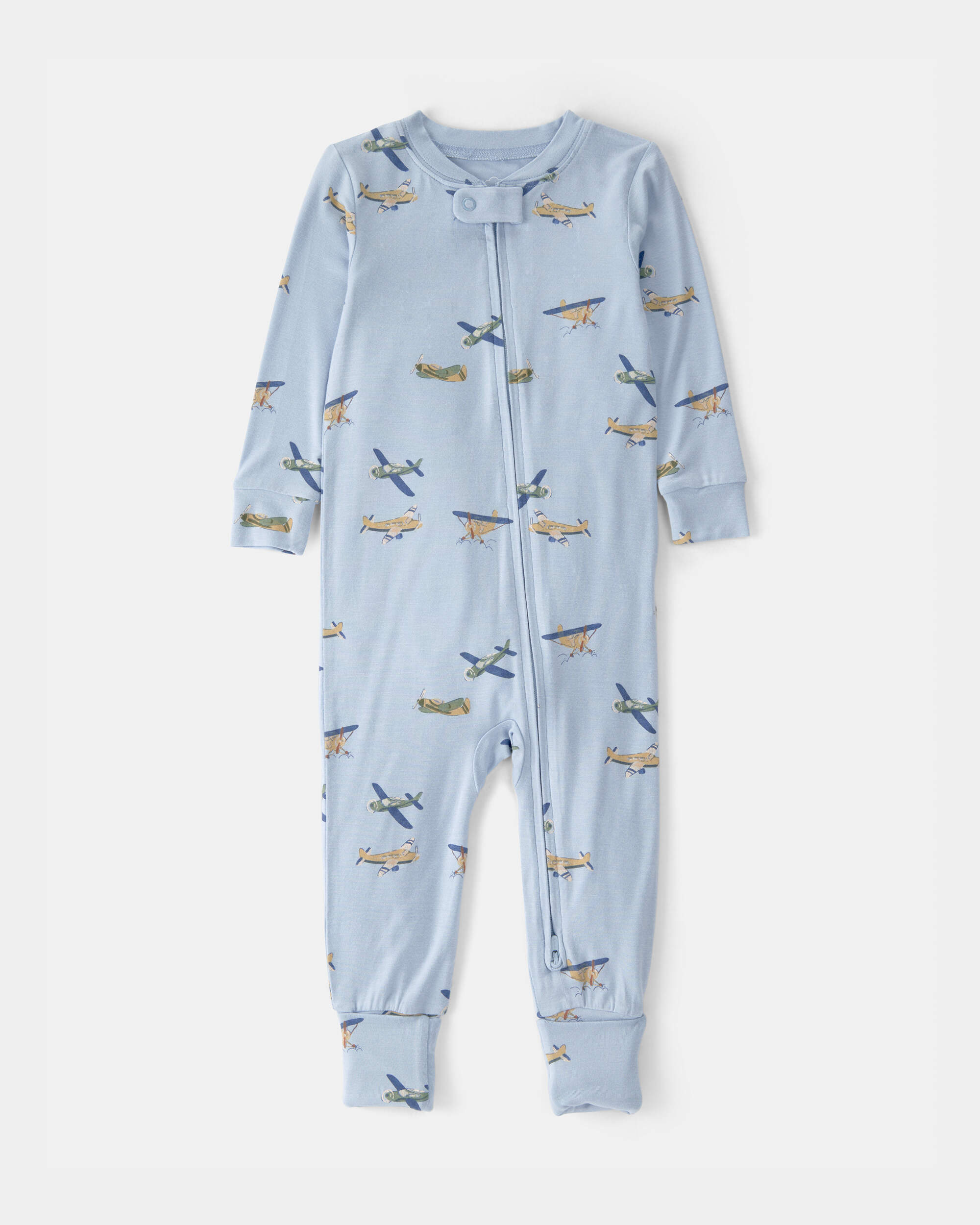 Baby Boy Plane PurelySoft 2-Way Zip 1-Piece Pyjama - Blue