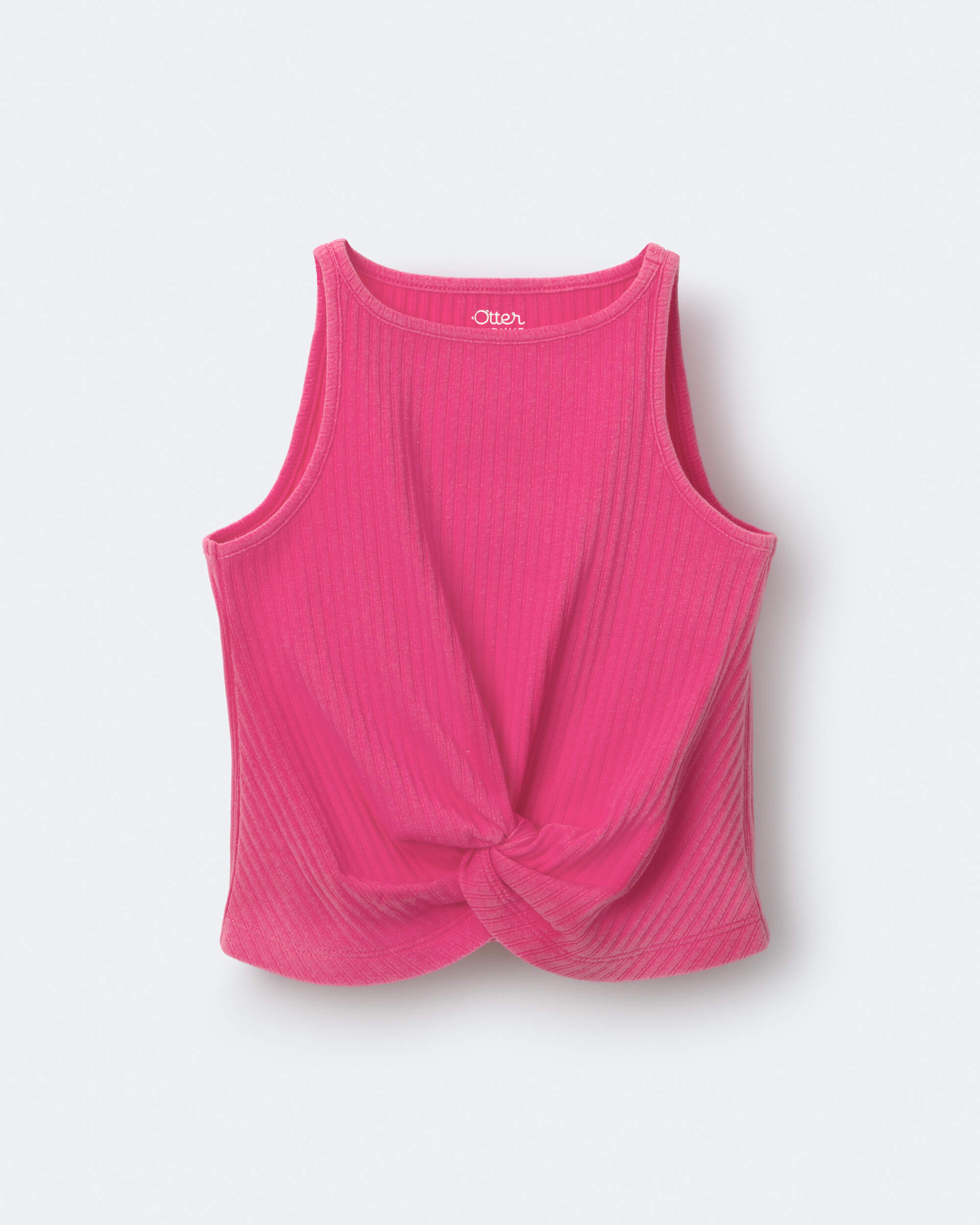 Toddler Girl Tie-Front Ribbed Tank - Hot Pink