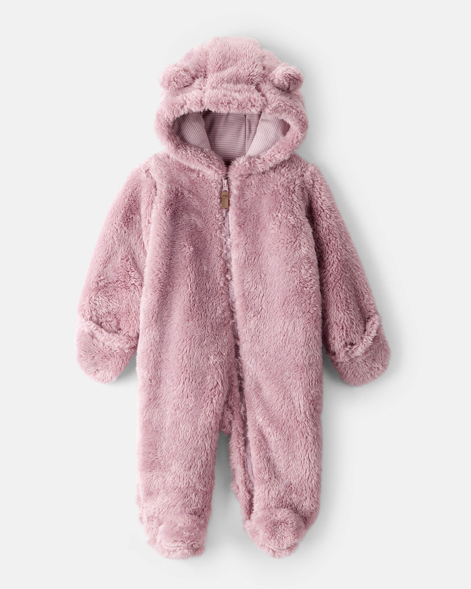 Baby Girl Sherpa Long-Sleeve Hooded Jumpsuit - Pink | Carter's