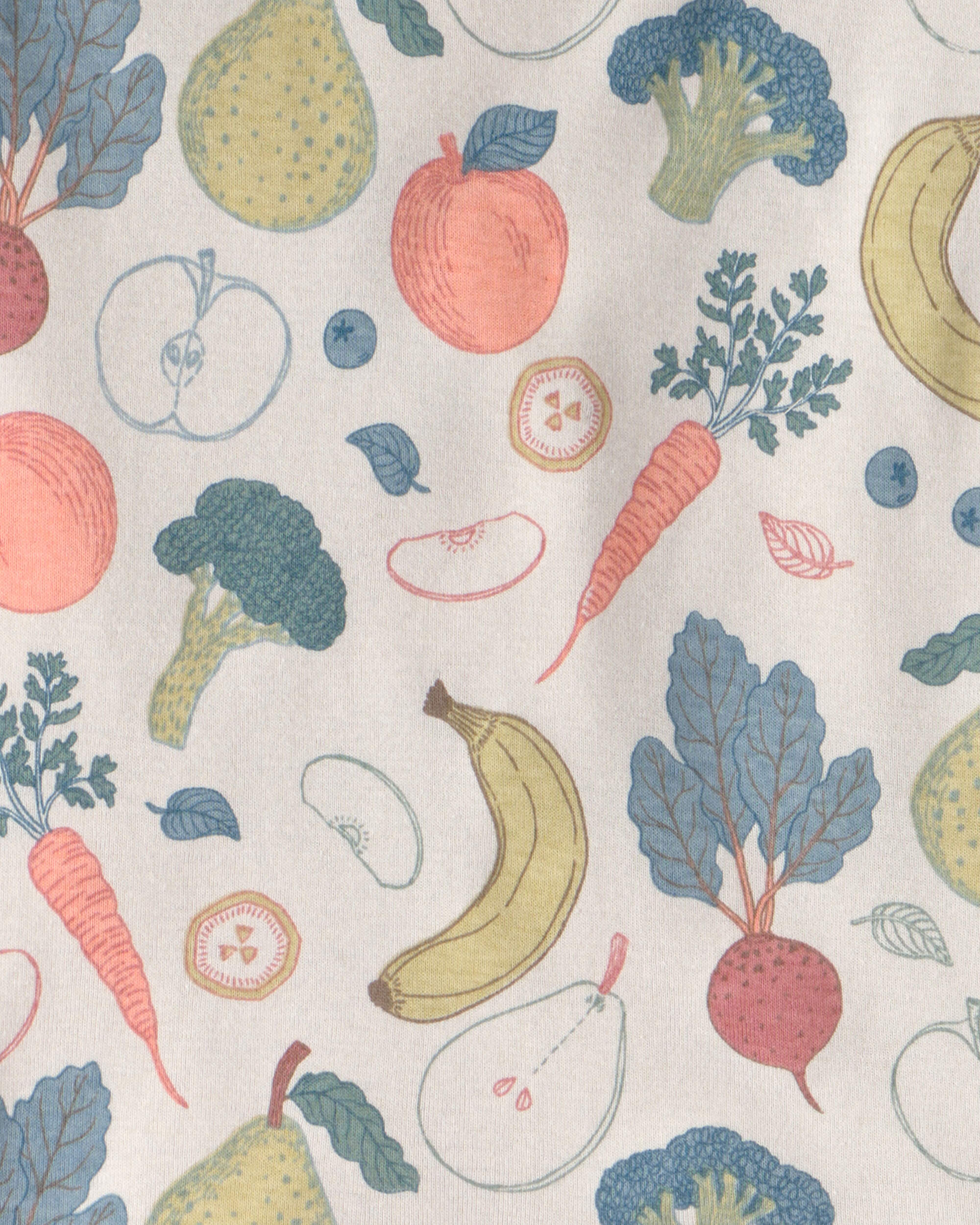 Kids 2-Piece Organic Cotton Pyjama Veggie Fruit Print