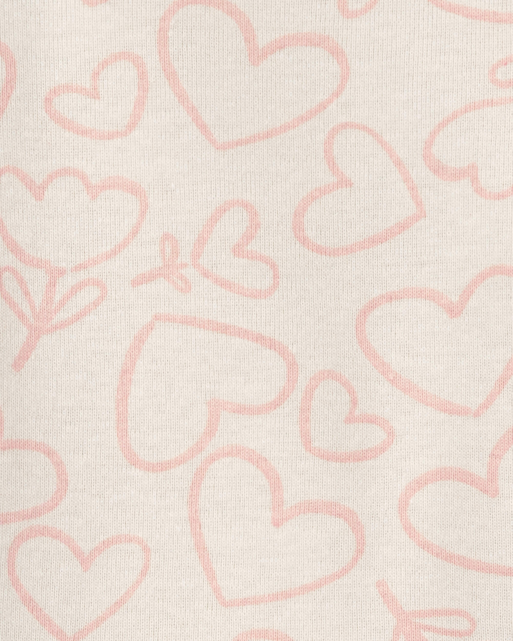 Baby Girl 3-Piece Heart Valentine's Day French Terry Long-Sleeve Dress Set - Pink/Cream
