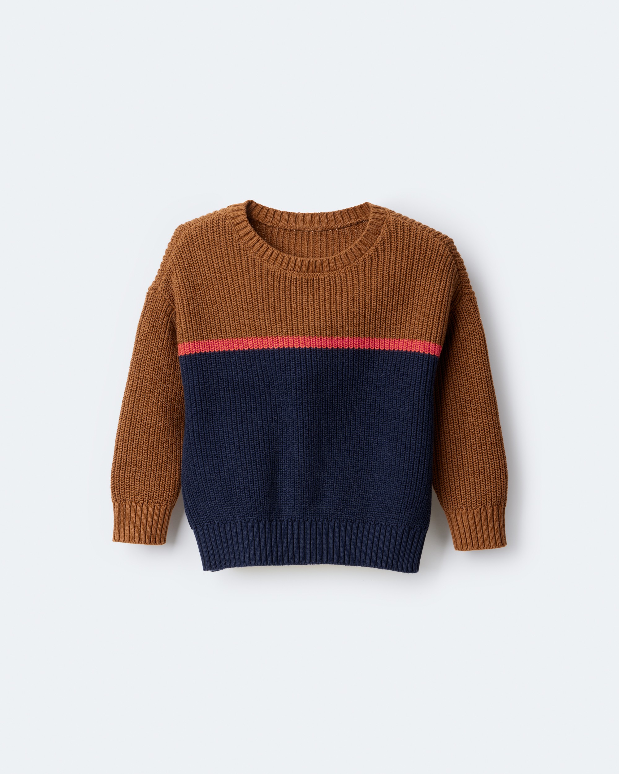 Toddler Boy Colourblock Pullover Sweater - Navy/Cinnamon