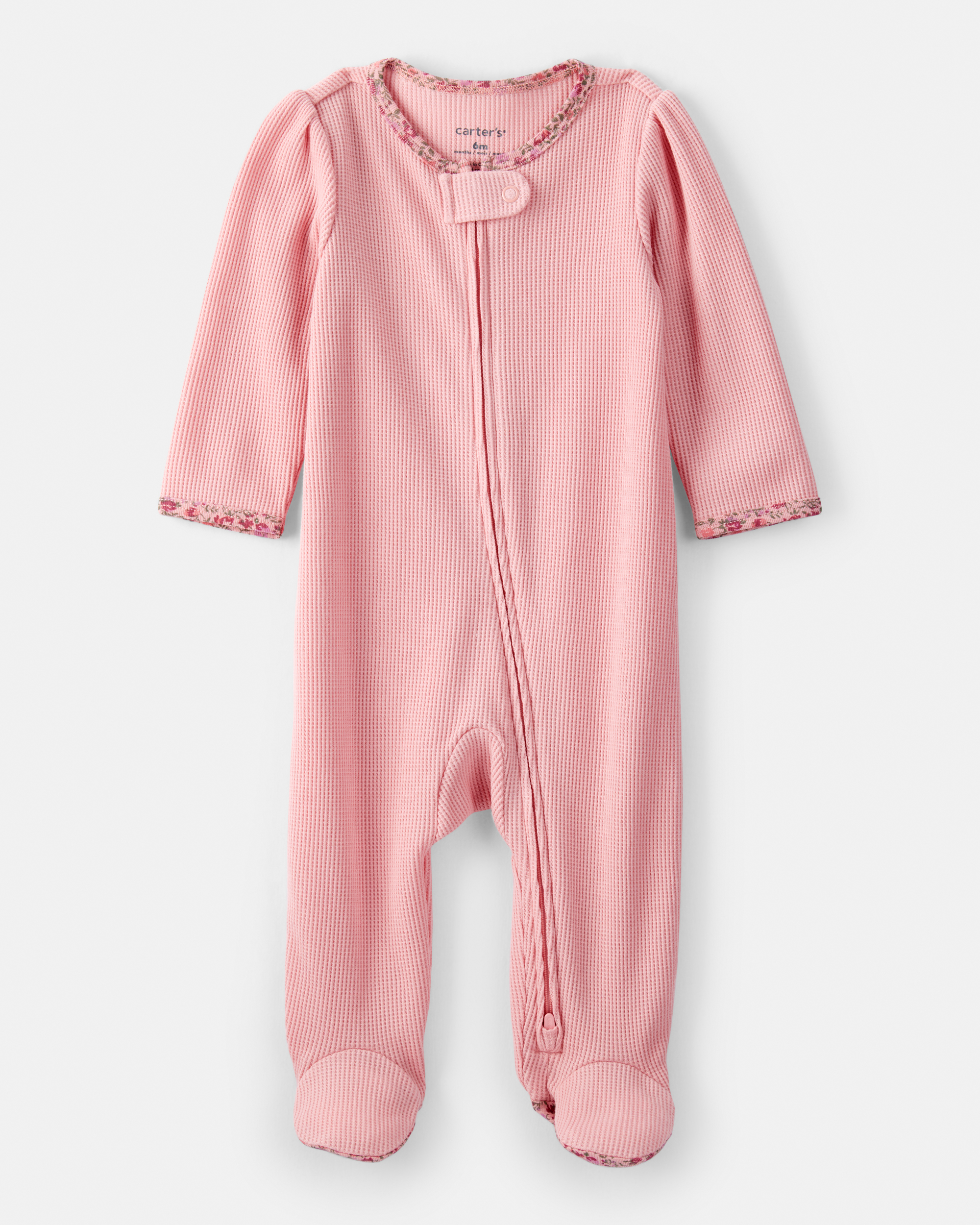 Baby Girl Cotton Long-Sleeve  2-Way Zip Sleeper - Pink