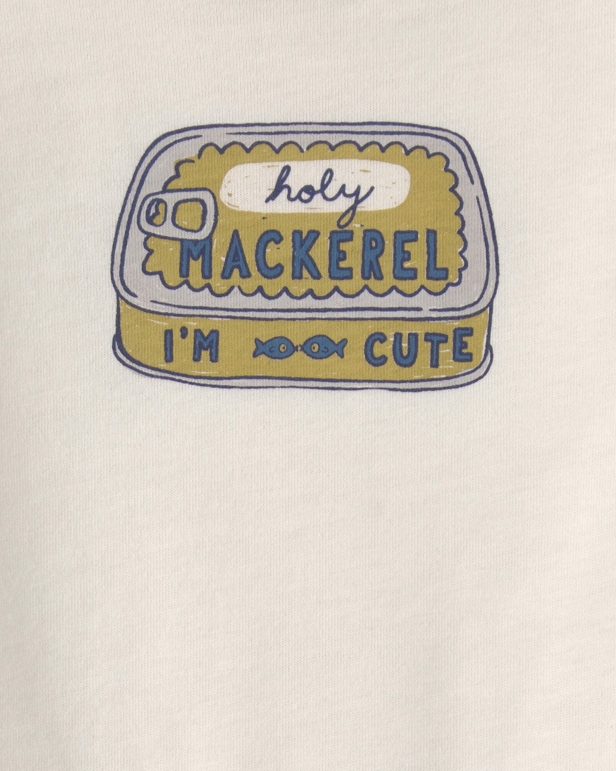 Baby Boy 'Holy Mackerel I'm Cute' Long-Sleeve Graphic Bodysuit - Cream