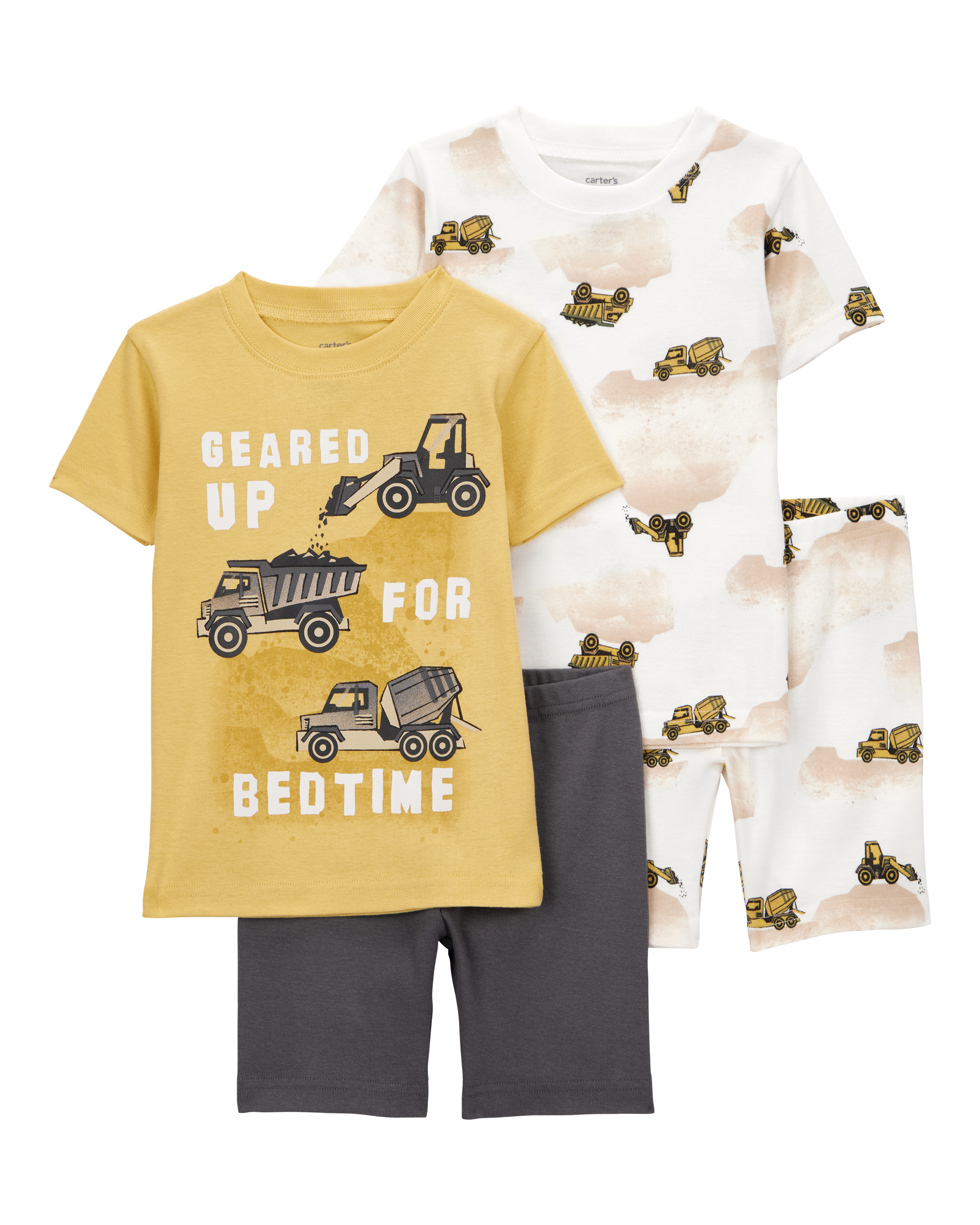 Toddler Construction Print Snug Fit Cotton 4-Piece Pyjamas