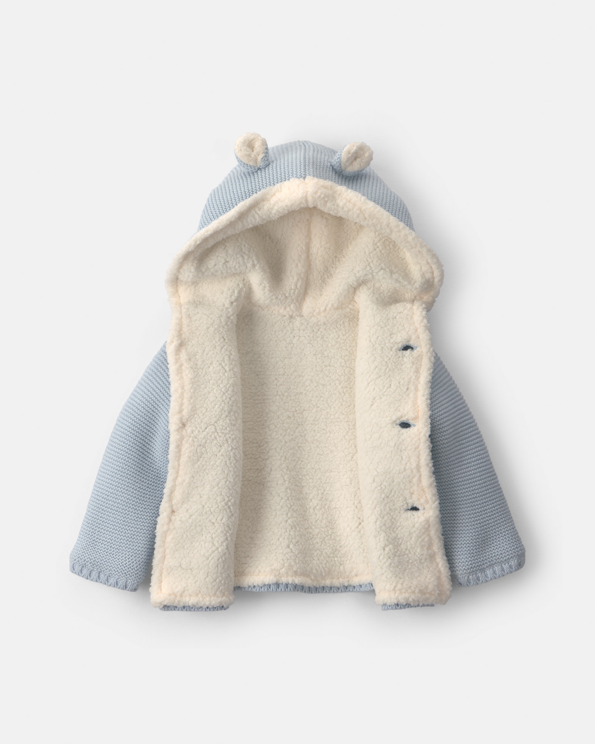 Baby Boy Bear Sweater Knit Hooded Jacket - Blue