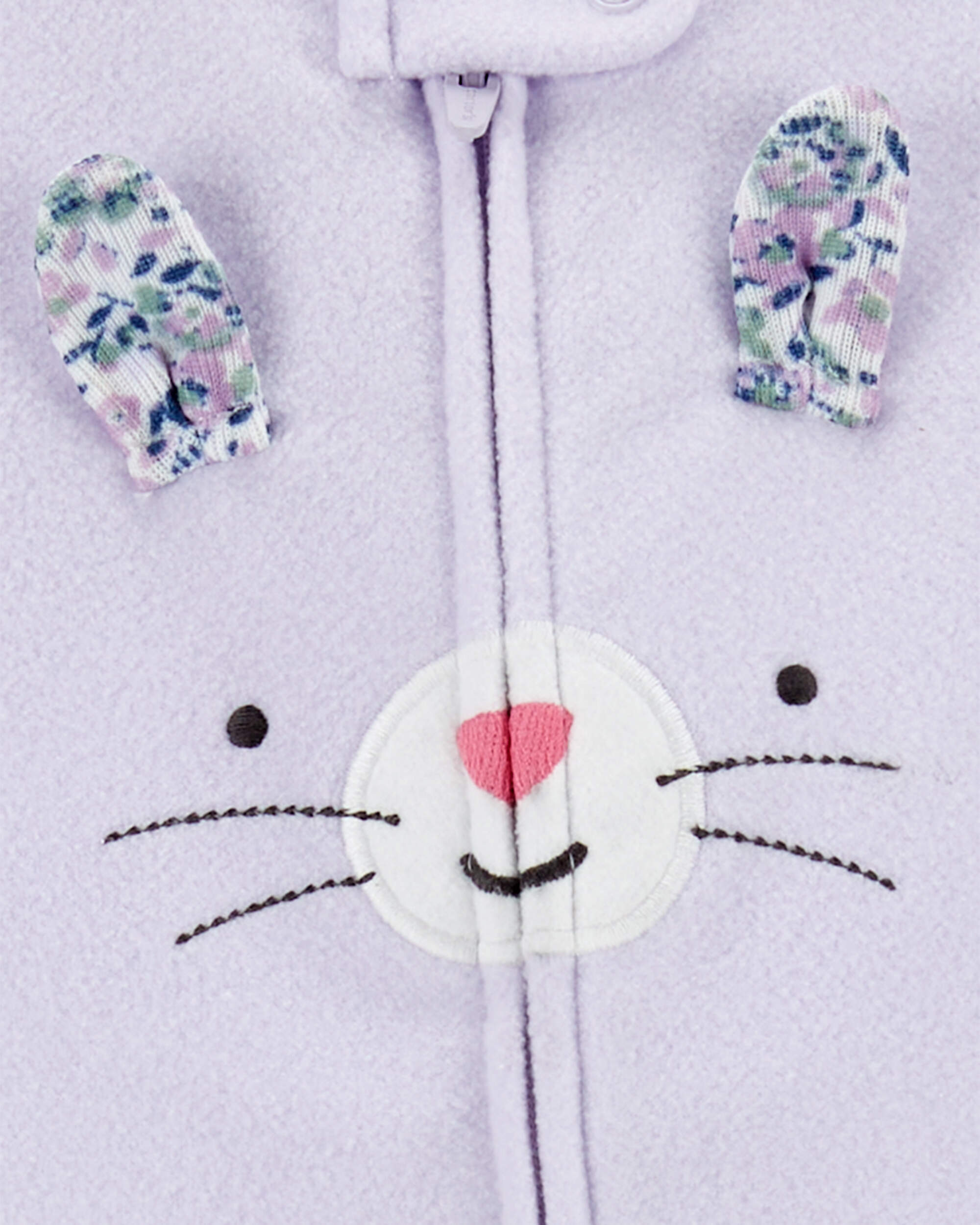 Baby Girl Bunny Loose Fit Long-Sleeve Sleeper - Purple