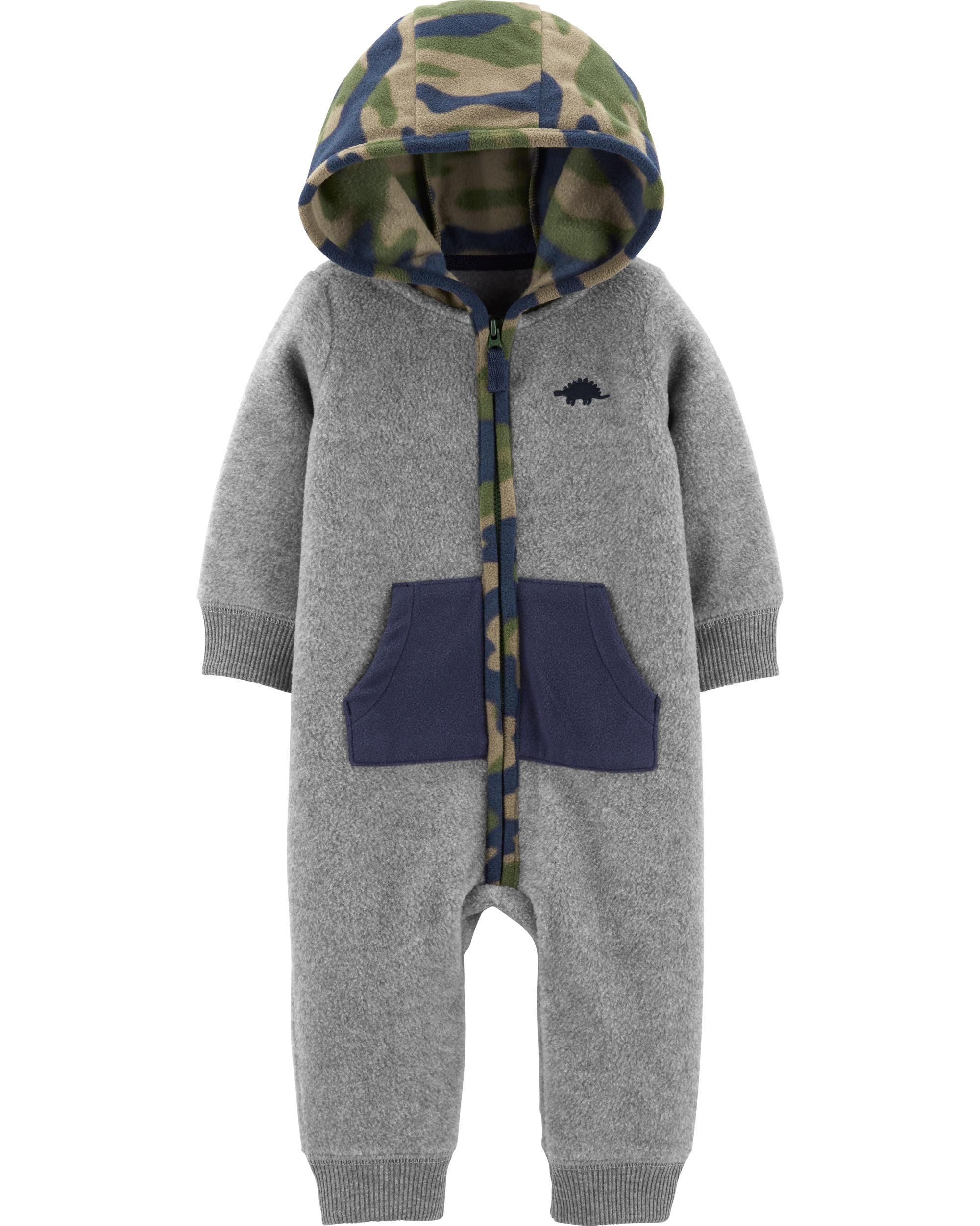 hooded fleece jumpsuit