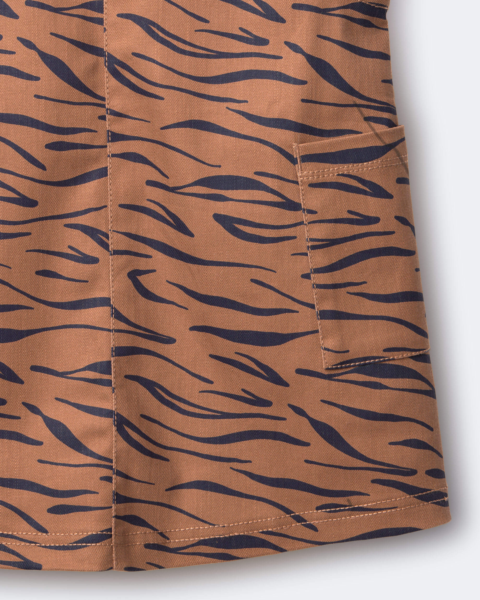 Toddler Girl Otter Pocket Corduroy Jumper Tiger Print - Brown