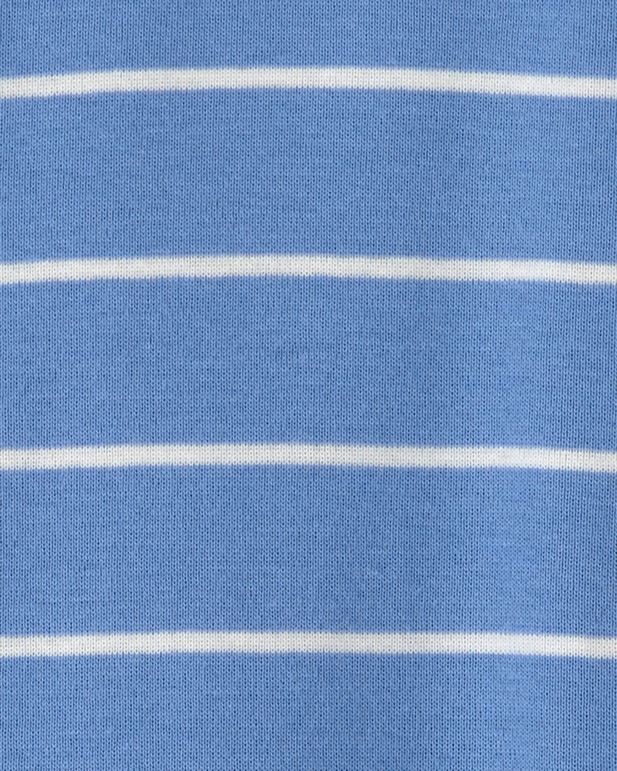 Baby Boy Construction Striped 100% Cotton Snug Fit 1-Piece Pajama Set - Blue