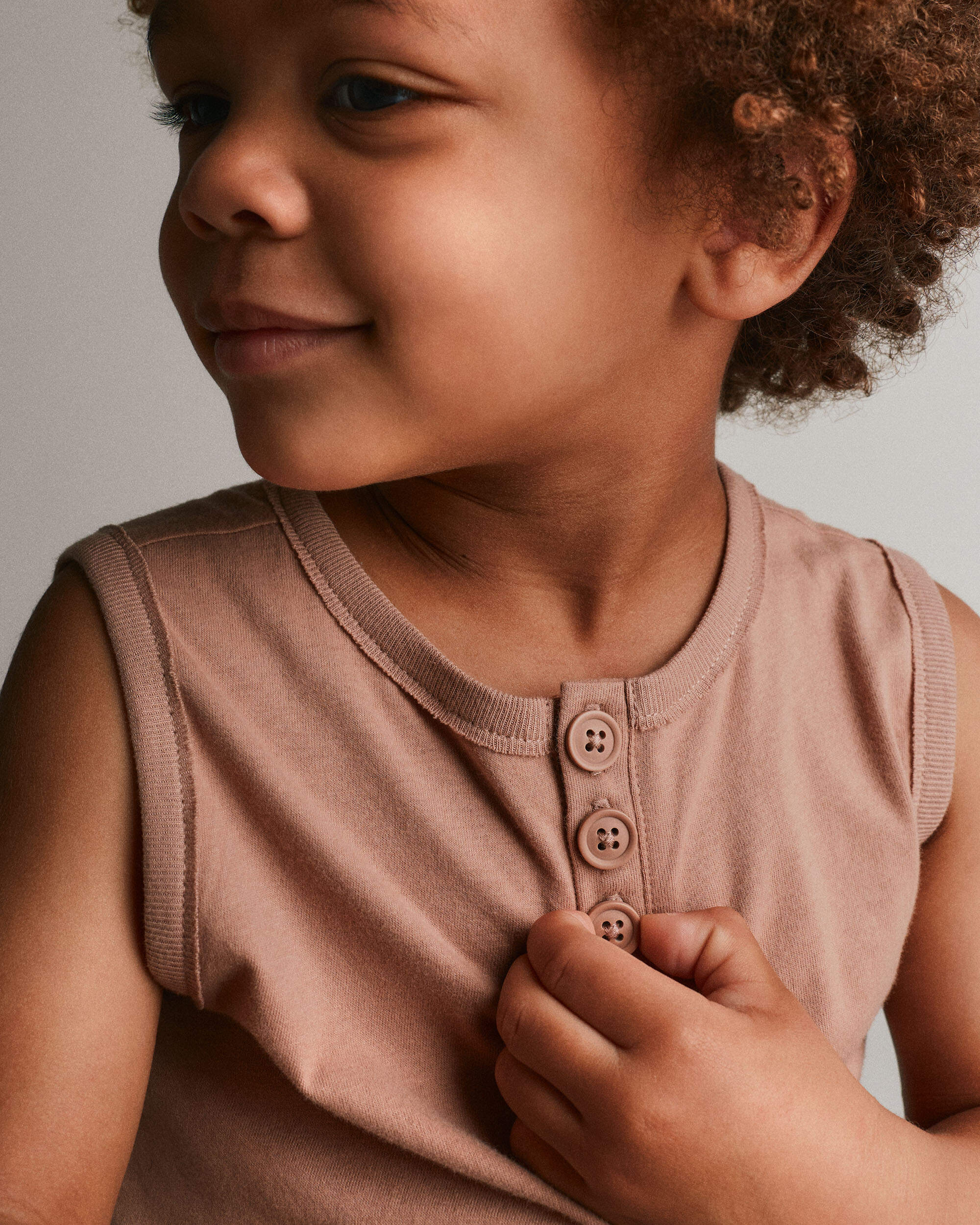 Toddler Boy Henley Tank - Tan