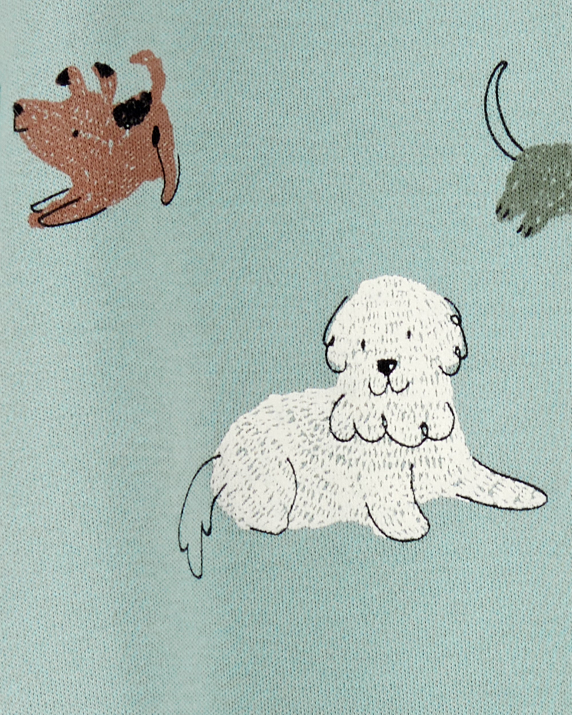 Baby Dog Print 2-Way Zip Cotton Sleeper
