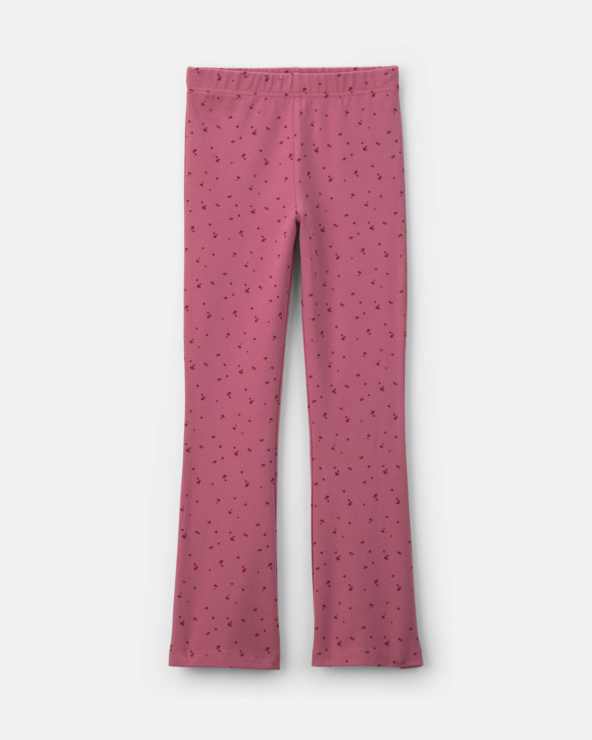 Girls Heart Cotton Pull-On Stretch Flare Leggings - Pink
