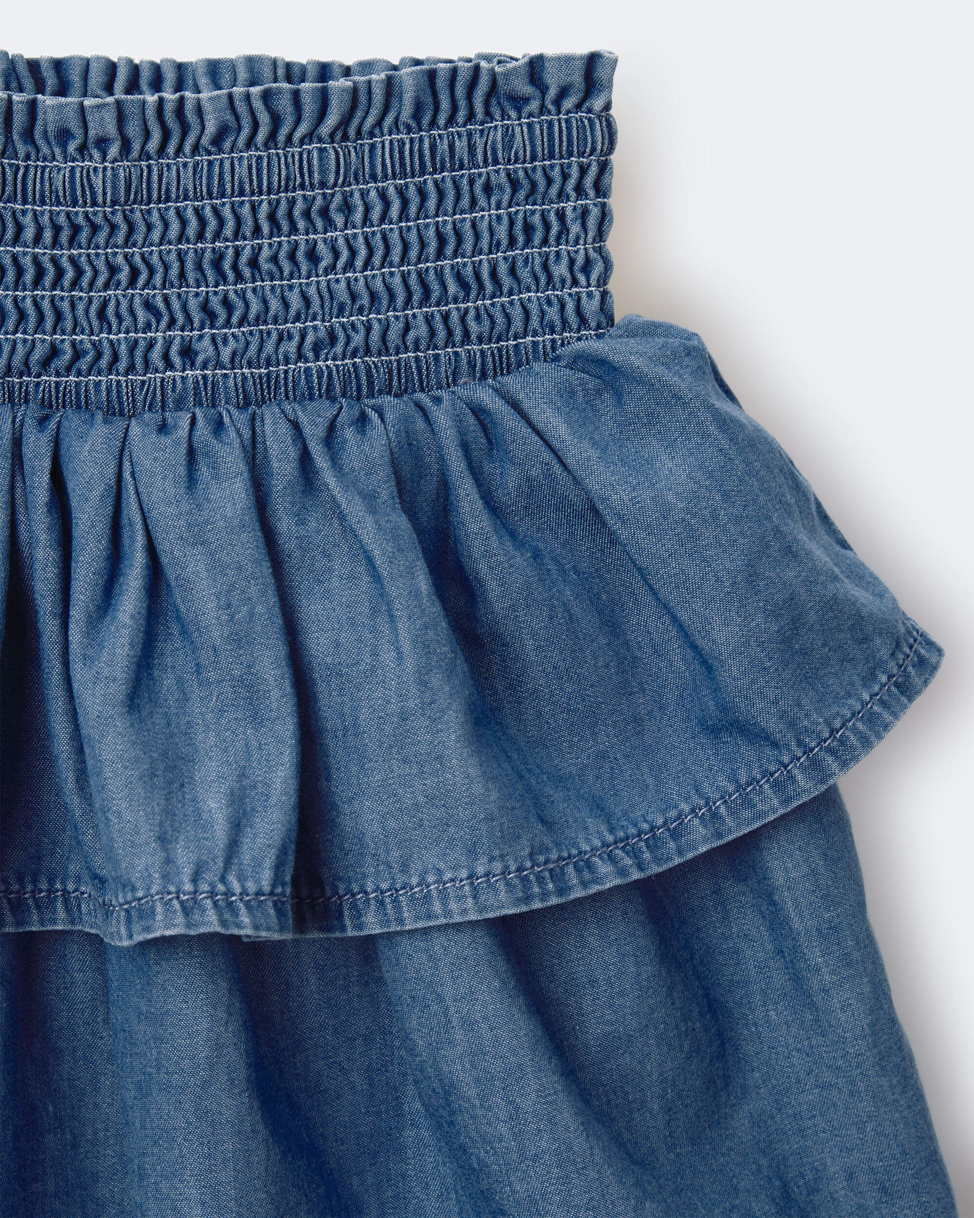 Toddler Girl Smocked Tiered Skirt Chambray