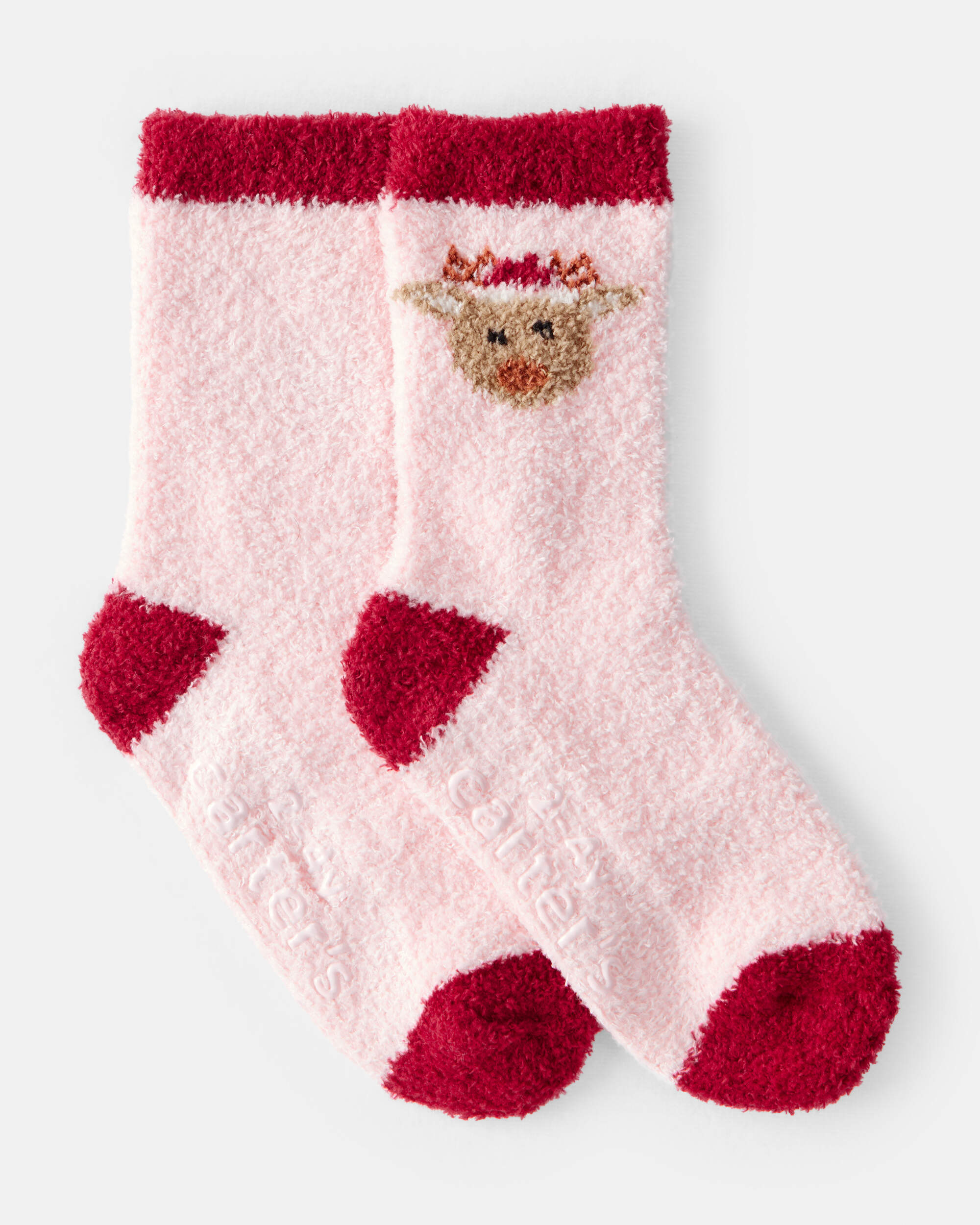 Toddler Reindeer Cozy Socks - Pink