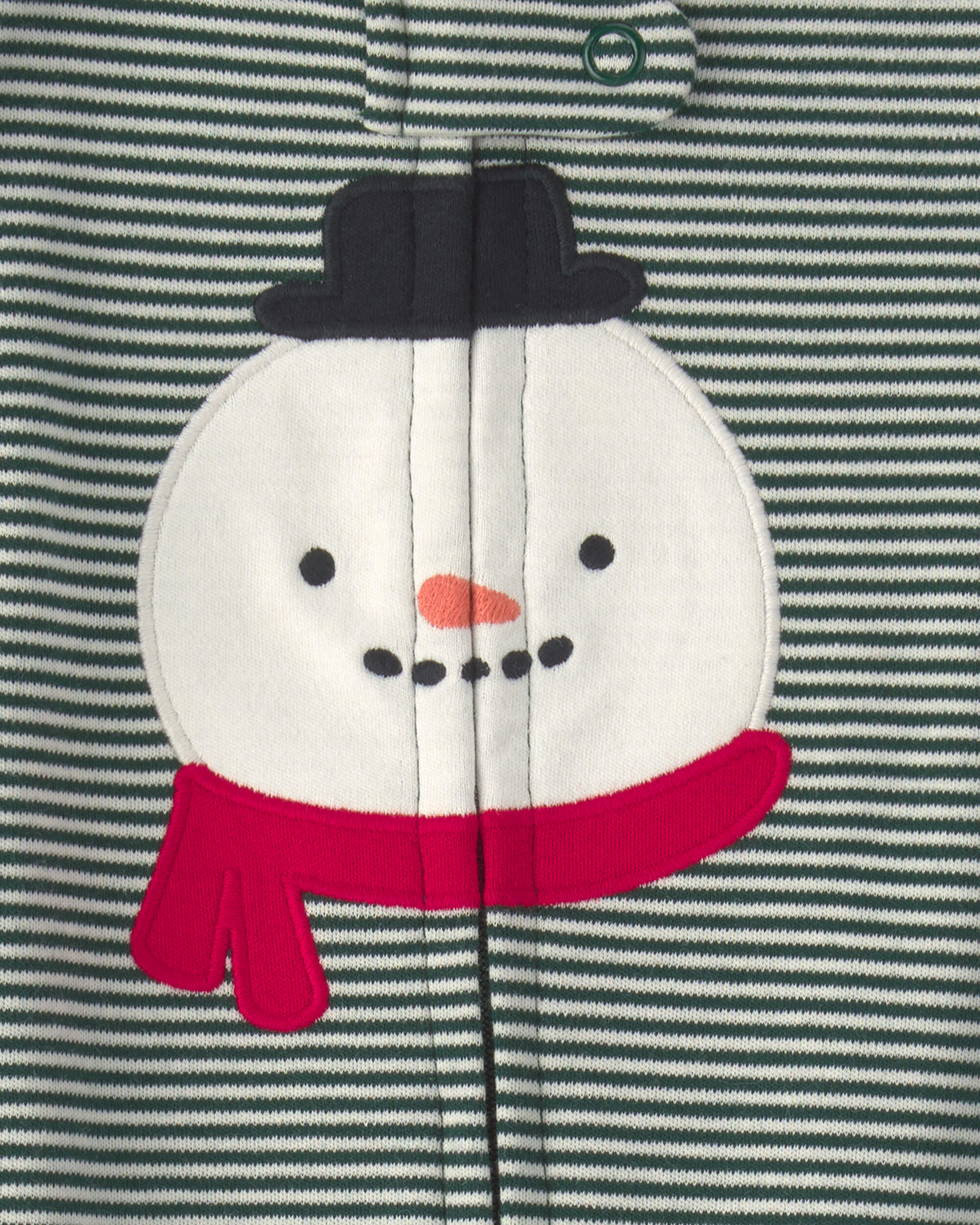 Baby Snowman 100% Cotton 2-Way Zip Sleeper - Green