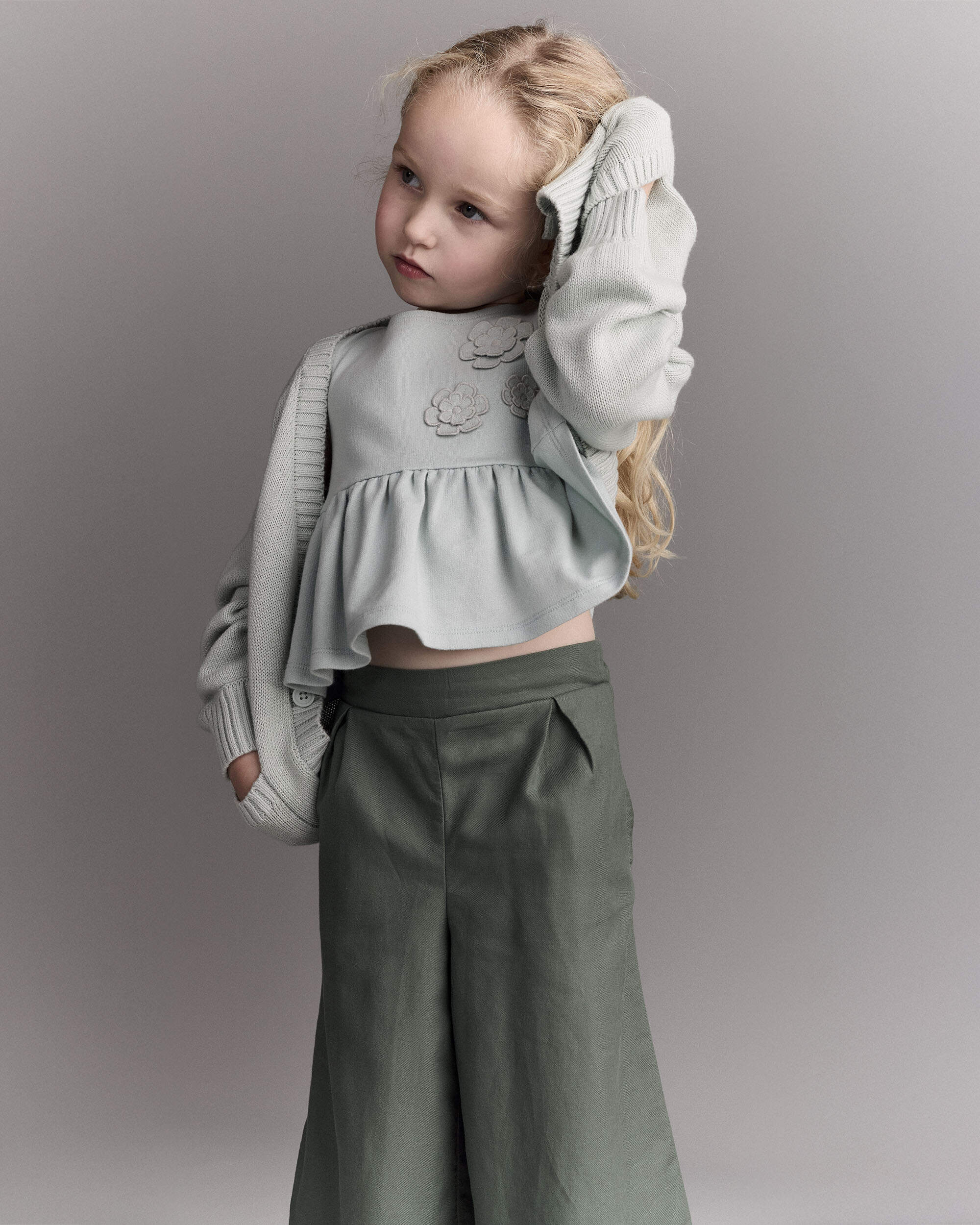 Toddler Girl Cardigan with Avenue Pockets - Light Blue