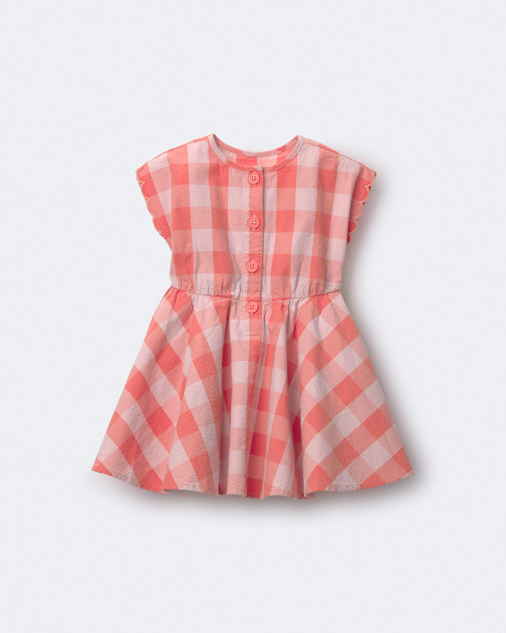 Toddler Girl Avenue Twirl™ Gingham Scalloped Dress - Light Pink/Orange