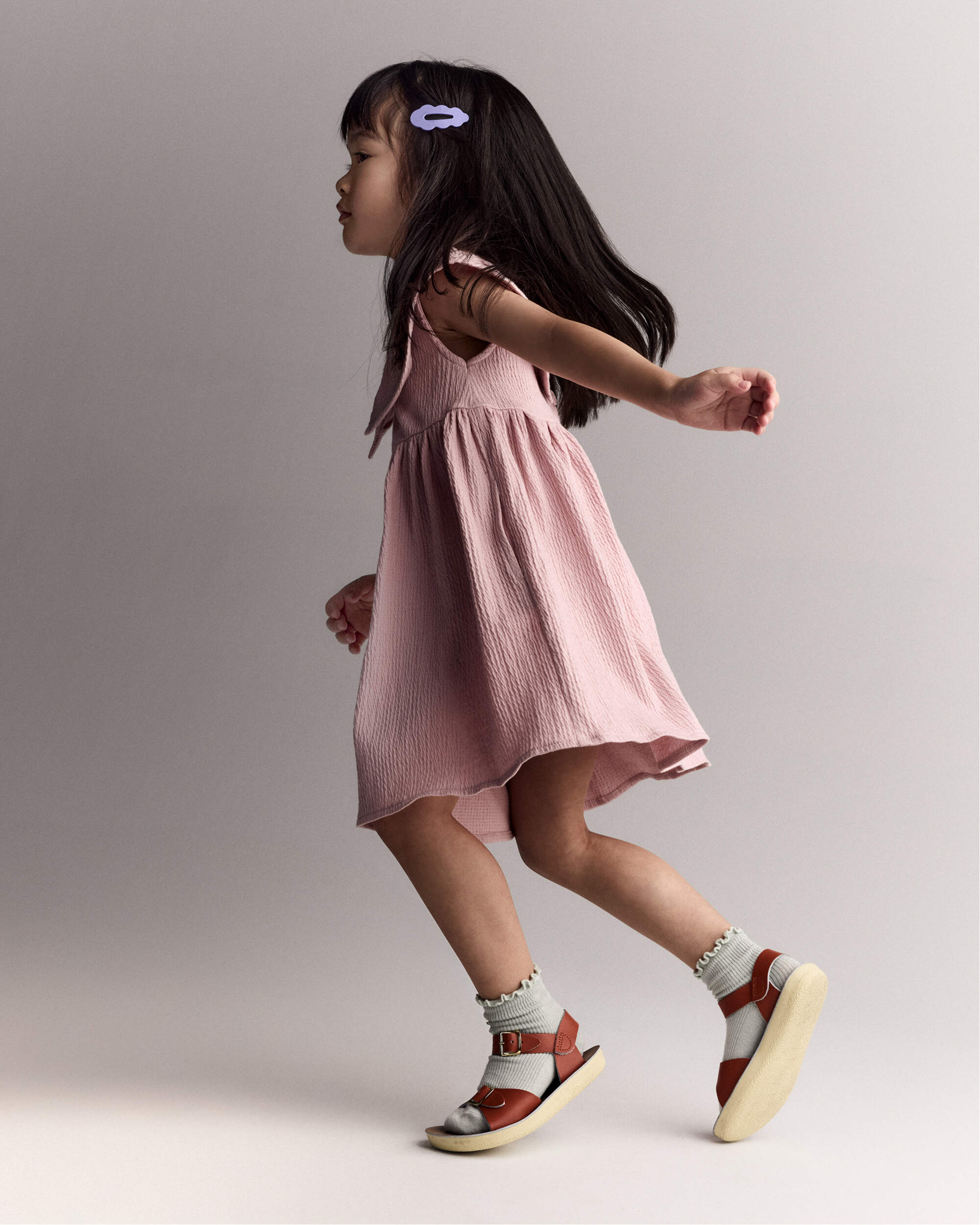 Toddler Girl Ruffle Collar Dress - Light Pink