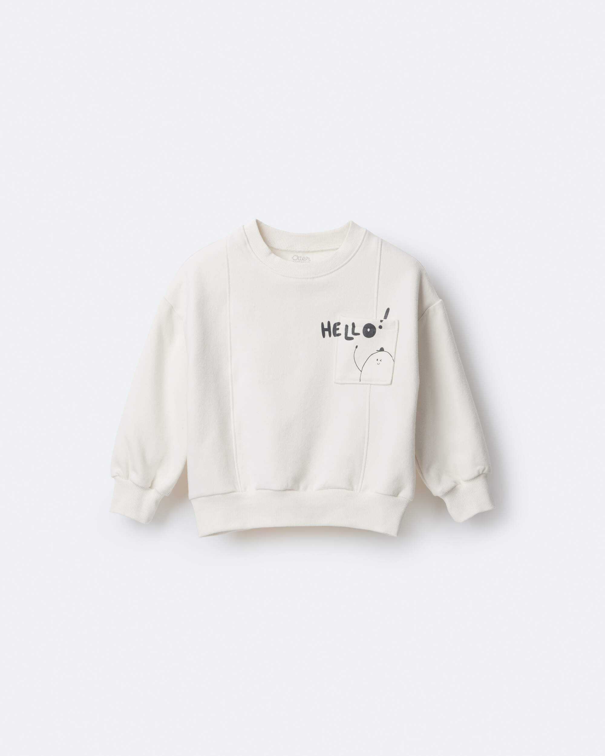 Toddler 'Hello!' Pullover Sweatshirt - Cream