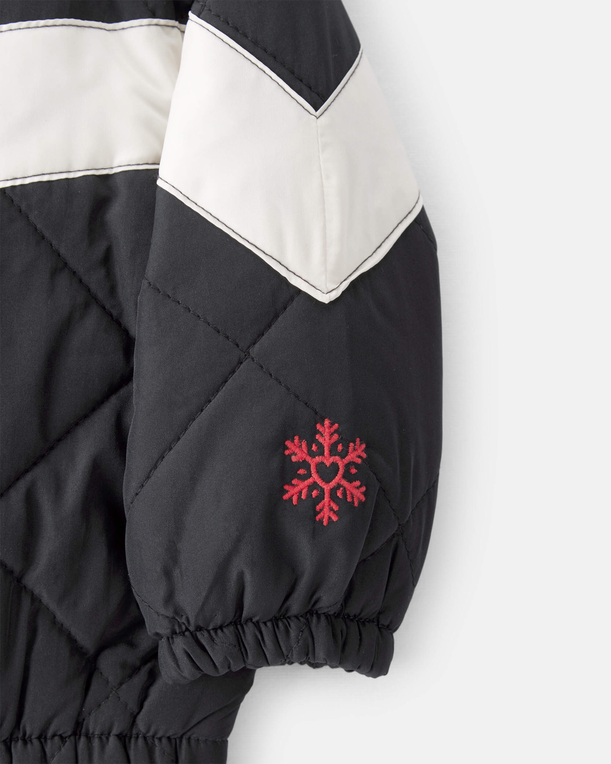 Baby Girl Colour Block Puffer Jacket - Black