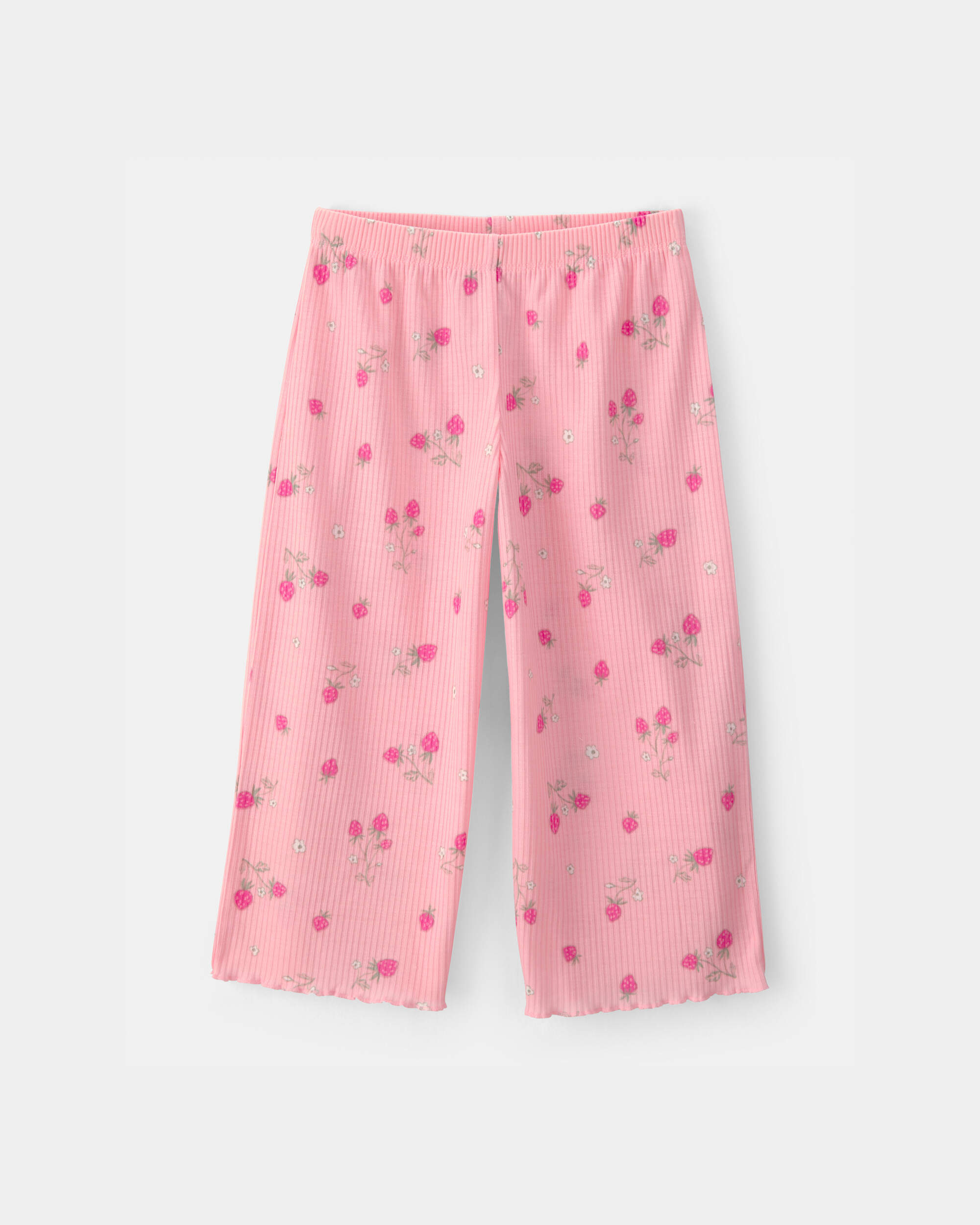 Toddler Girl Strawberry Rib Loose Fit 2-Piece Pajama Set - Pink